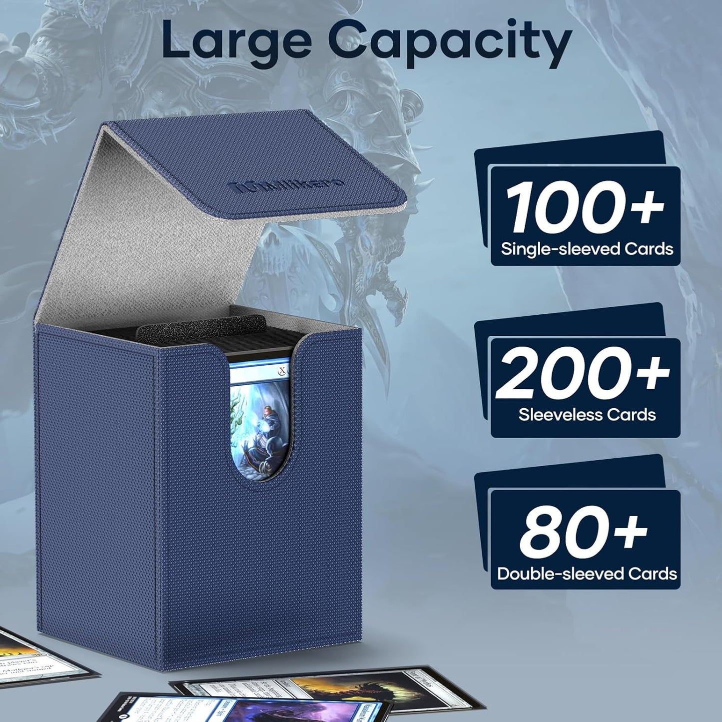 Mlikero 4 Pack Card Deck Box, Commander Deck Box Holds 400+ Single Sleeved Cards with 4 Dividers, Leather Magnetic Card Box Fit for MTG, TCG (4 Colors)