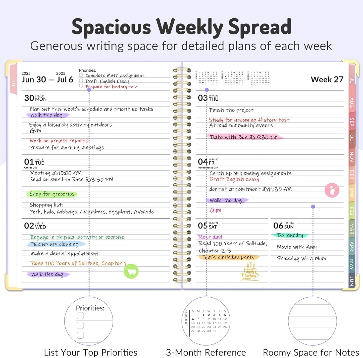 Jul 2025 - Dec 2026 Planner, Forvencer Academic Planner 2025-2026, 18 Month Daily Planner, 6" x 8", Weekly & Monthly Agenda Book, Hardcover Calendar Book, School Supplies for Student Teacher, Beige