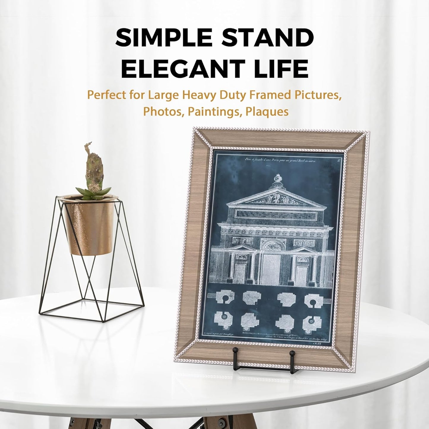 TR-LIFE 12 Inch Plate Stands for Large Heavy Duty Display - Metal Picture Frame Holder Stand + Table Top Easels for Decorative Platter, Book, Plaque, Photo (2 Pack)