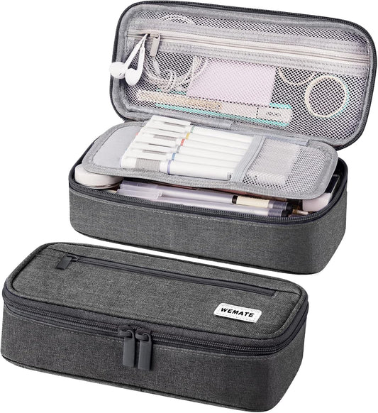 WEMATE Pencil Case, Large Storage Organizer for Stationery, Back - to - School Essential, Teacher Must - have, Big Pencil Pouch, Marker Case School Supplies for College & High School