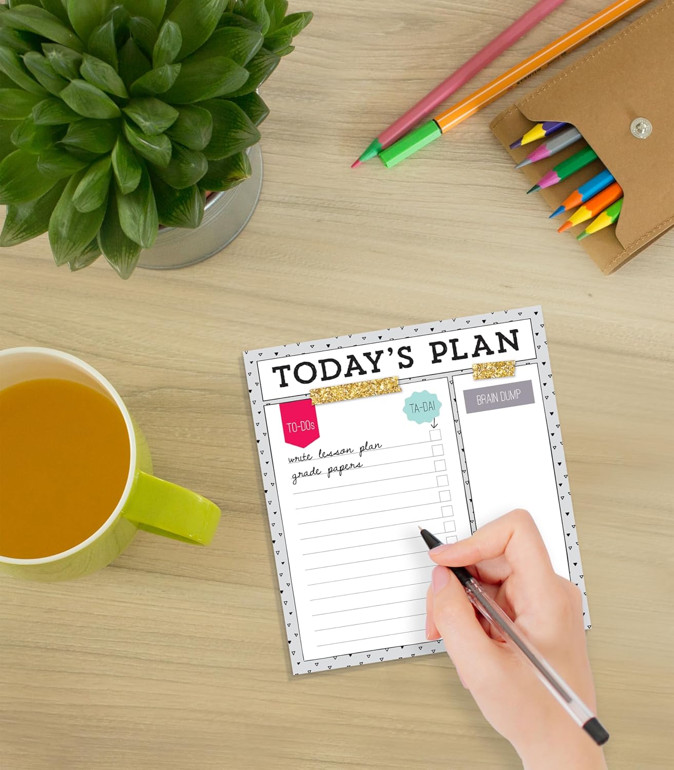Carson Dellosa Today's Plan Notepad 3-Pack Set, Note Pads for To Do List, Goals, Checklist, and Classroom Organization Stationary, Desk Accessories and Office Supplies
