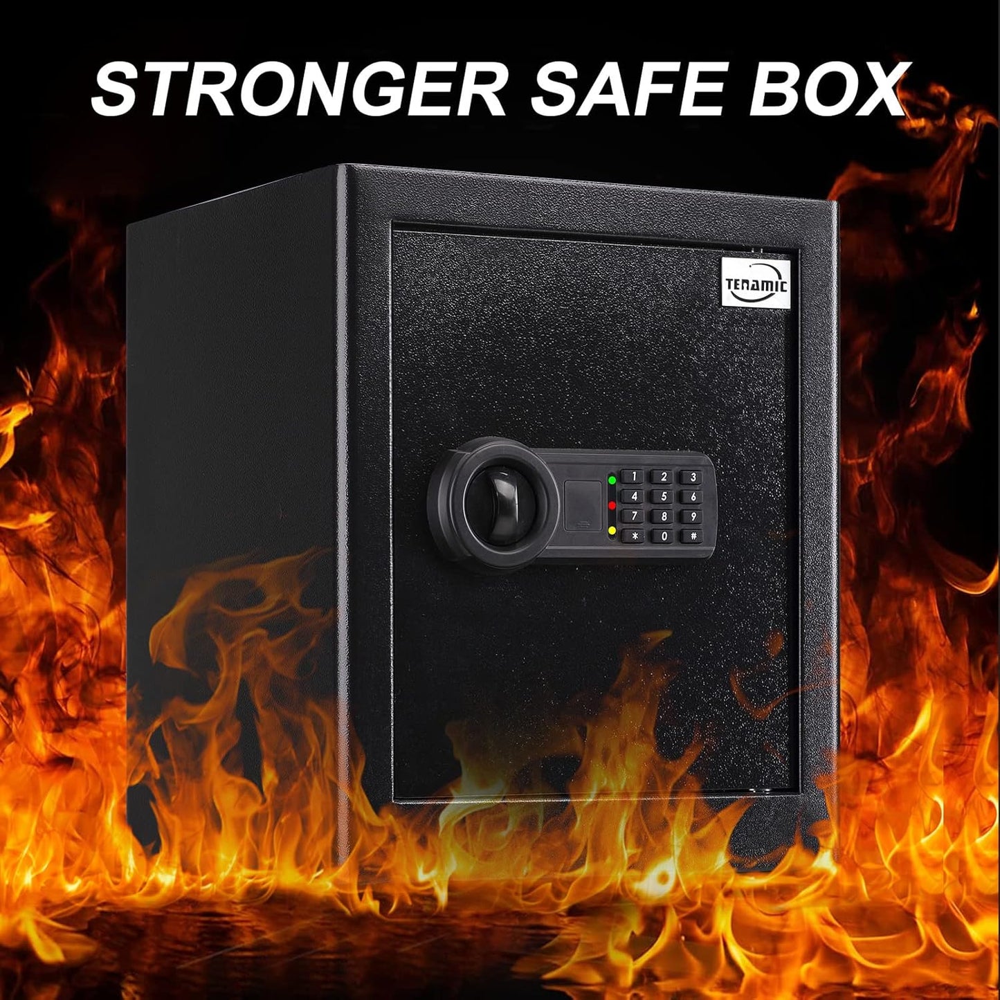 Tenamic Fireproof Waterproof Home Safe 2.0 Cuft - Keypad Large Lock Box Cabinet, Solid Alloy Steel for Office, Hotel - Black