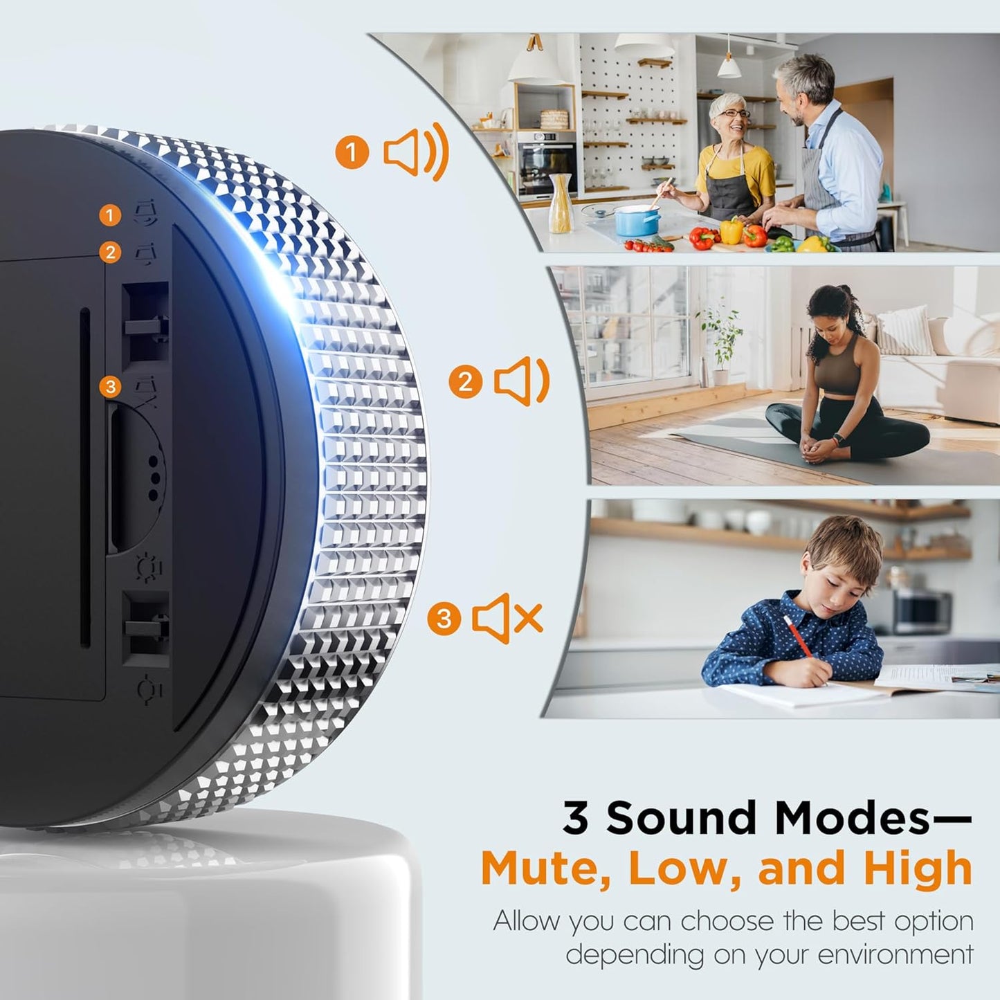 Upgrade Digital Kitchen Timer - Magnetic Countdown Countup Visual Pomodoro Timer with Large LED Display, 3-Preset Times (5, 15, 25), 3 Volume Levels, Ideal for Cooking, Baking and Fitness (1, Silver)