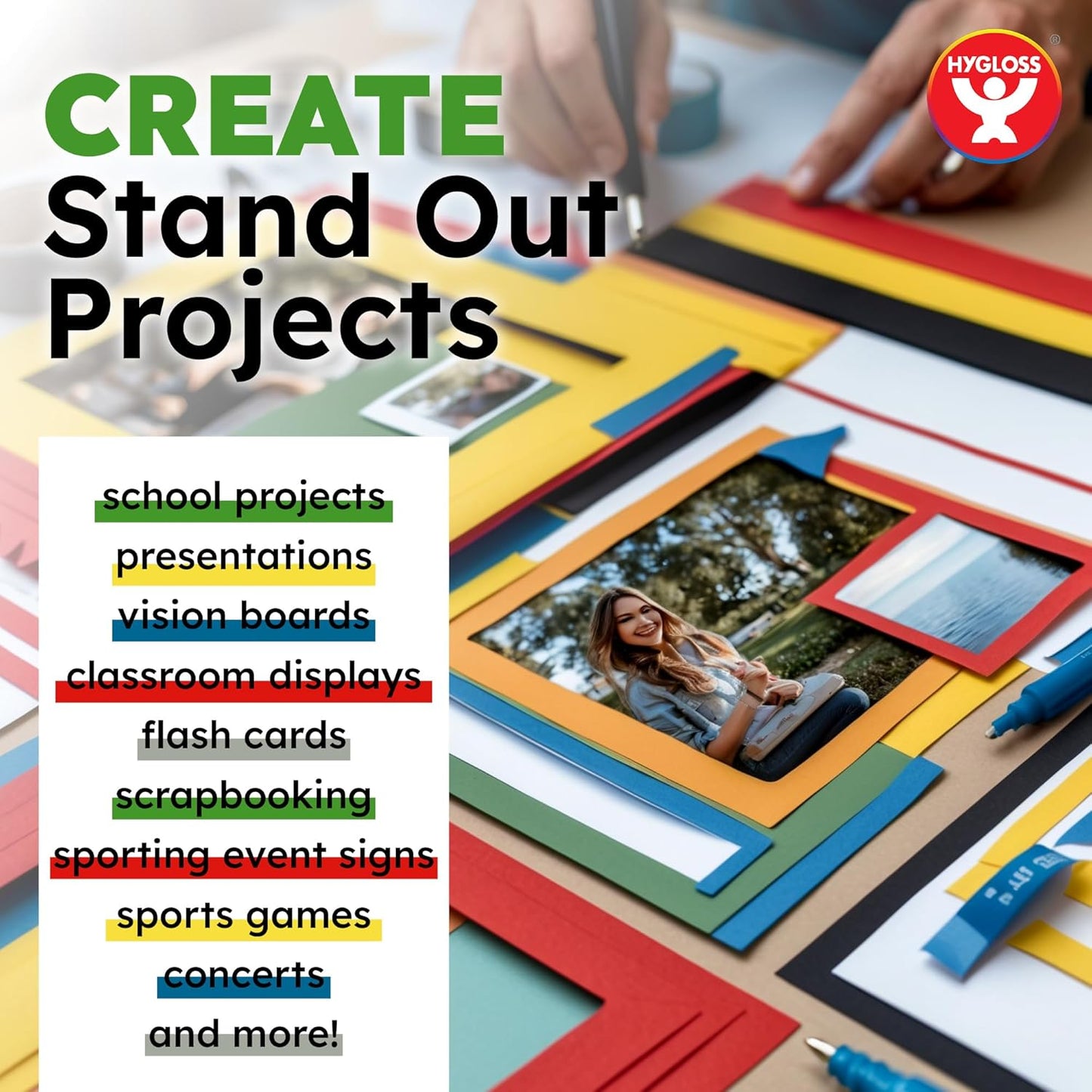 Hygloss Small Colored Poster Board 4x11 - 100 Assorted Standard Color Poster Boards Bulk Pack - Red, Yellow, Green, Blue, Black - 10 Pt. Thickness Poster Board Paper - Posterboard Multipack 4" x 11"