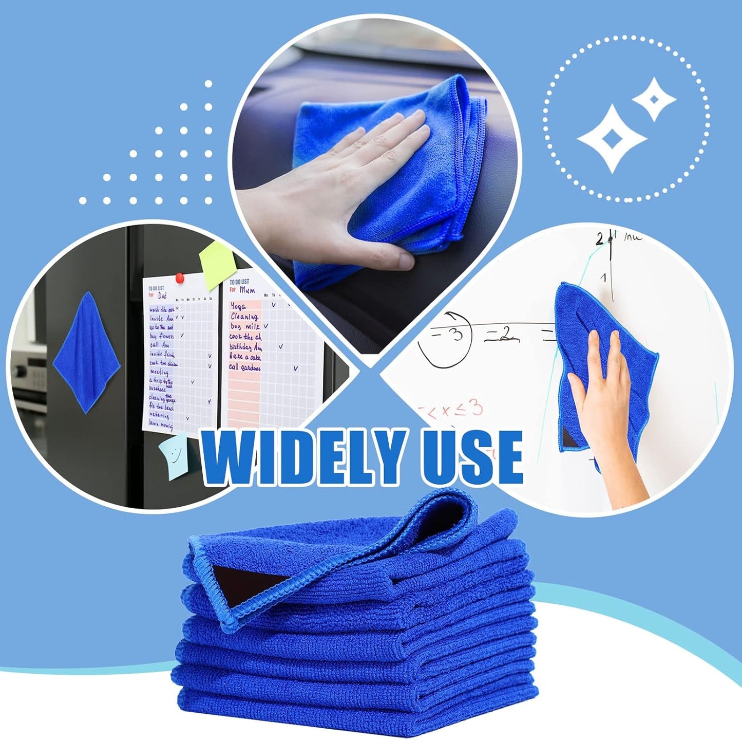 Zopeal 8 Packs Dry Erase Board Cleaning Cloth Microfiber Eraser Magnetic Whiteboard Eraser Washable for Whiteboard Dry Erase Cloth for Home and Office, 10'' x 9. 25''(Blue)