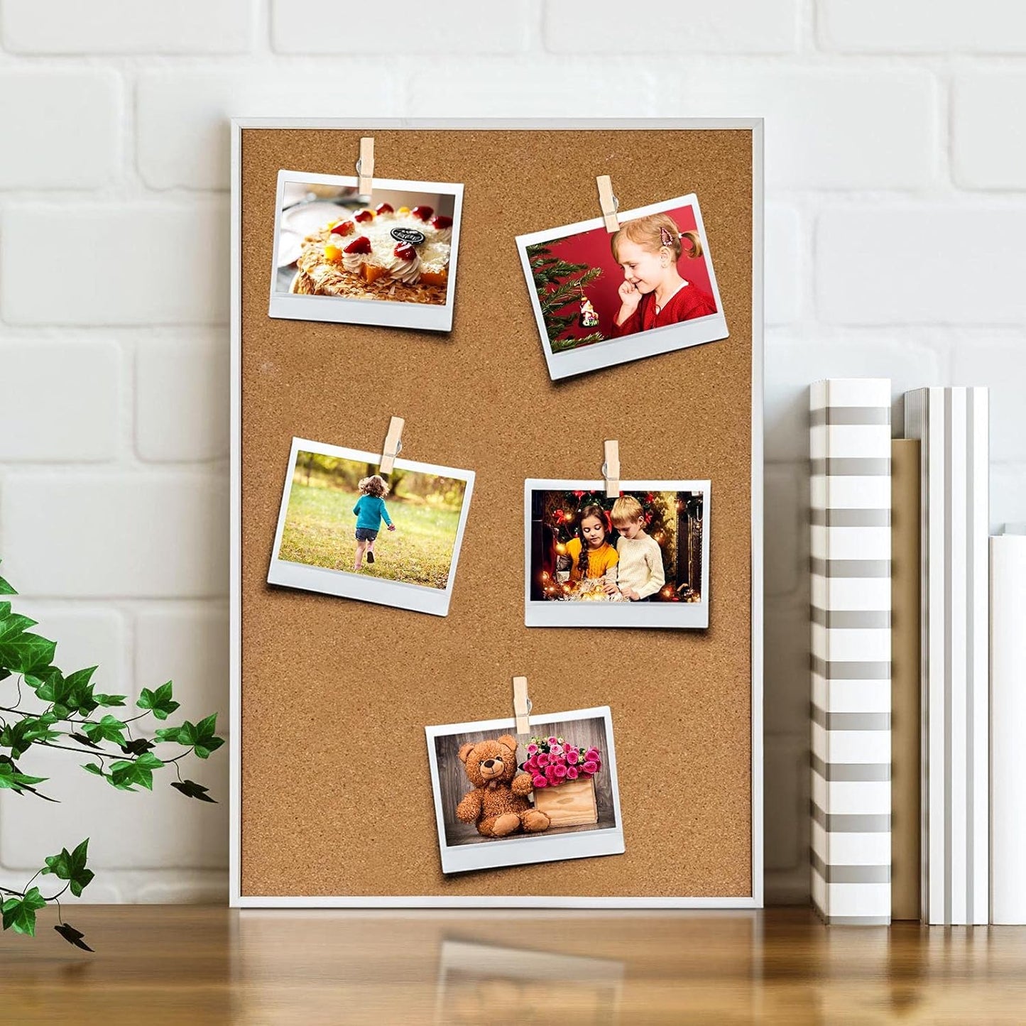 50Pcs Wooden Clips Push Pins Tacks for Cork Board Artwork for Crafts Arts Projects Photo Supplies(Wood Color)