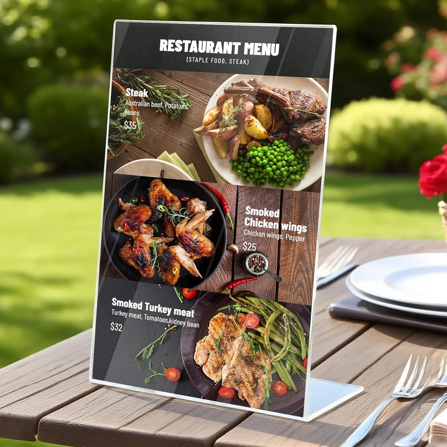 12-pack Acrylic Sign Holder 8.5*11 Standing, Clear Plastic Sign Stand Tabletop Dispaly for Menu, Flyer, Brochure, Picture, Used in Restaurants, Offices, Store and Home, Vendor Booth, School