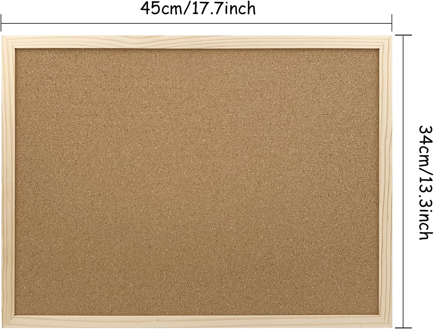 Cork Bulletin Board, 17.7X 13.3 Inches with Oak Wood Finish Frame, Wall Mounted for Office Home and School(Pins, Eye Bolts, gaskets, Screws)