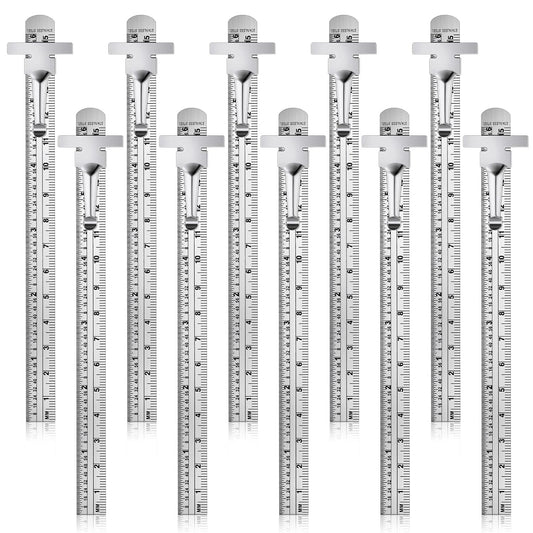 6 Inch 15 cm Pocket Ruler Flexible Precision Stainless Steel Ruler with Detachable Clips Stainless Steel Pocket Clip Scale Gauge Metric British System(10 Pieces)