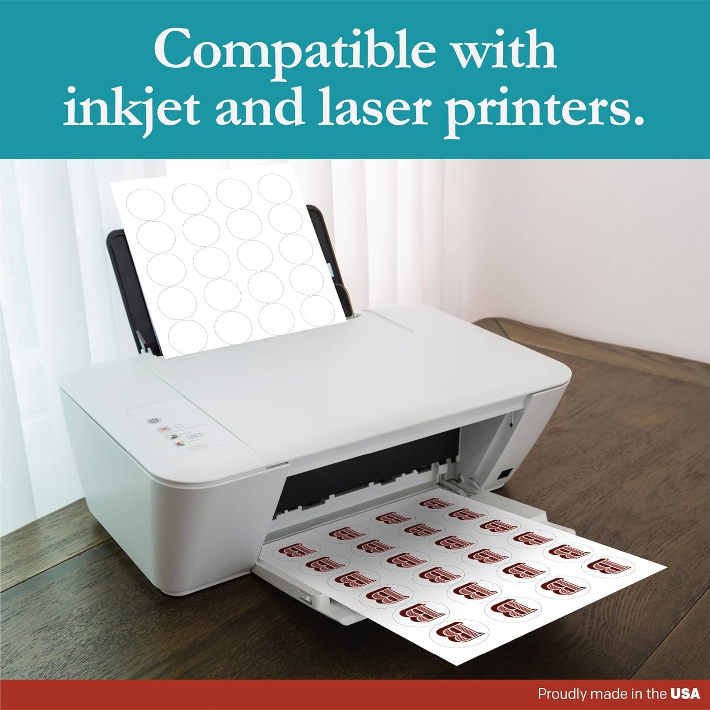 Premium Label Supply White Sticker Round Labels – 1-2/3" Circle – Laser/Inkjet Compatible – (24 per Sheet), 100 Sheets – 2,400 Total Adhesive Labels