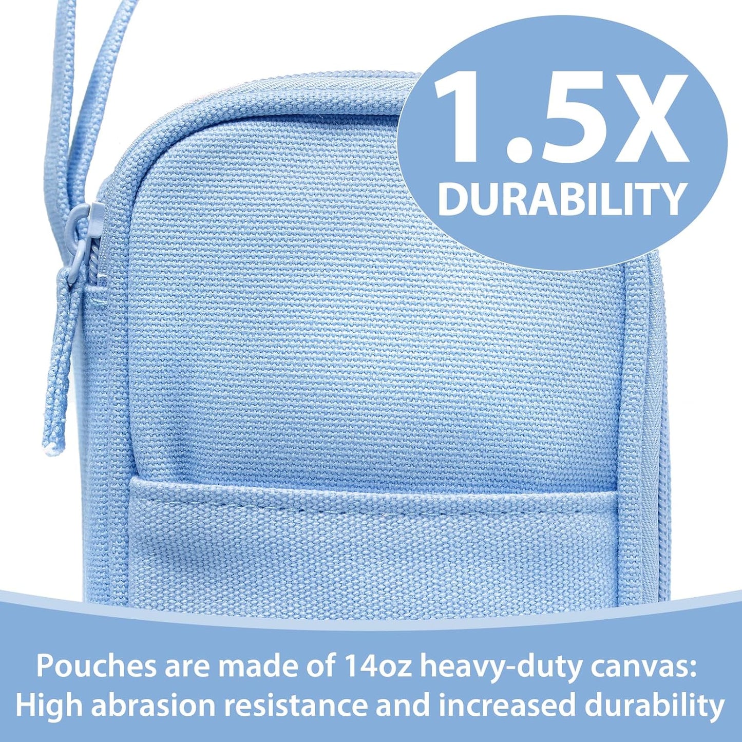 Pencil Case Pouch Box Bag School Supplies Girls Boys Kids, Cute Preppy Stuff Large Big Capacity Aesthetic Pen Organizer, Back to College Stationary, Sky Blue, Heavy Duty Canvas, 1800ml