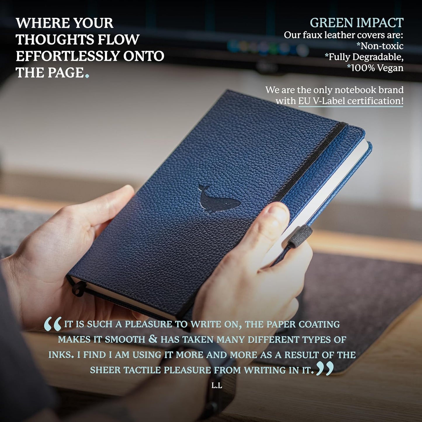 Dingbats* Wildlife Plain Writing Journal Notebook A5 - Vegan Leather Hardcover - Ideal for Work, Travel - Pocket, Elastic Closure, & Bookmark