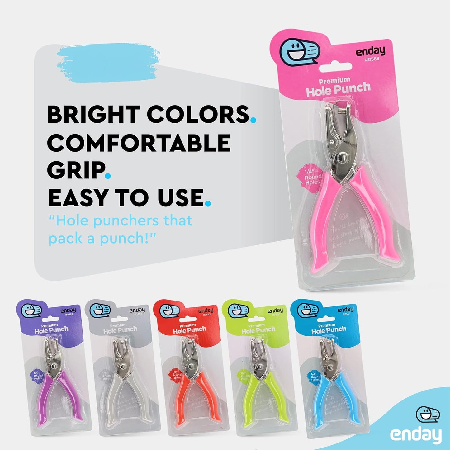 Emraw Premium Single Hole Paper Punch Cushion Grip Heavy Duty Hole Puncher for Greeting Cards Scrapbook Notebook Puncher Craft Paper Hand Tool Pack of 6