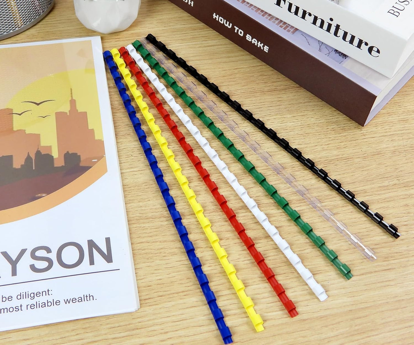 Rayson CR-8-100-M Plastic Binding Combs 5/16in. 21-Ring, 40-Sheet Capacity, Colorful Comb Binding Spines, Max. Binding A4 Size Paper (8.3"×11.7"), Box of 100