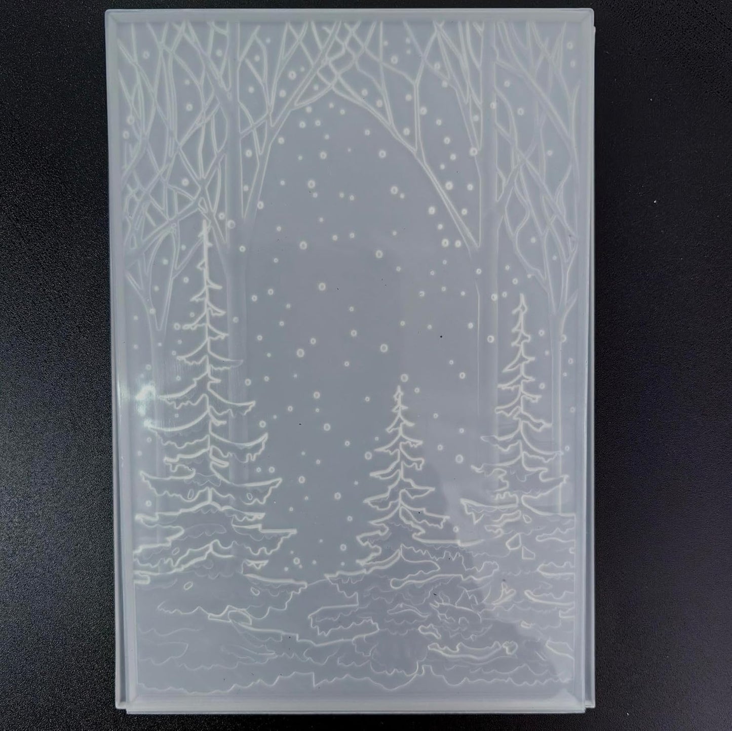 NZJ 3D Texured Merry Christmas Snowfall Tree Woodland Background Plastic Embossing Folders for Card Making Scrapbooking and Other Paper Crafts