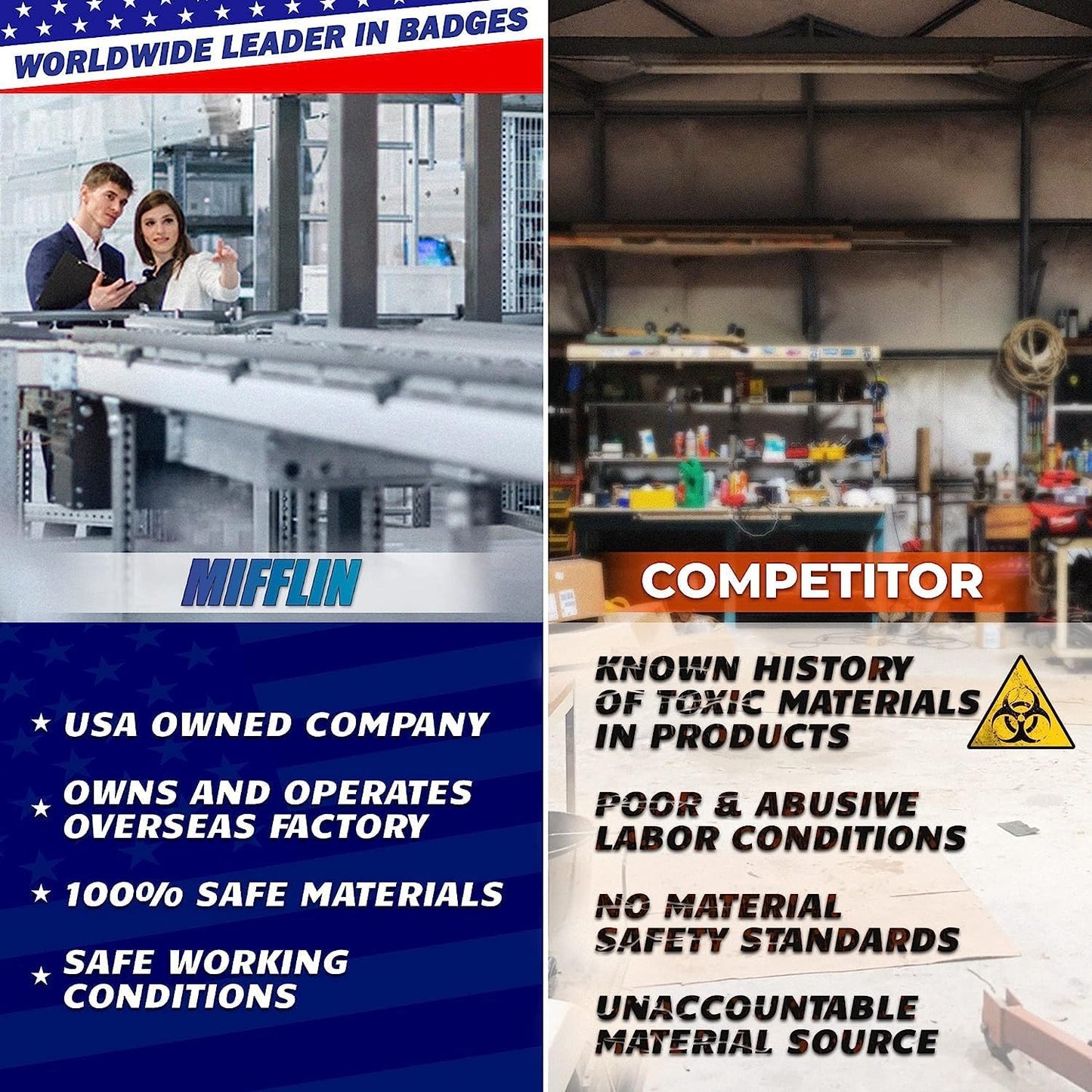 Mifflin-USA Card Protector (4x3 Inch, Clear, Bulk 100 Pack) Quick Load Horizontal No Zipper Name ID Badge Holder