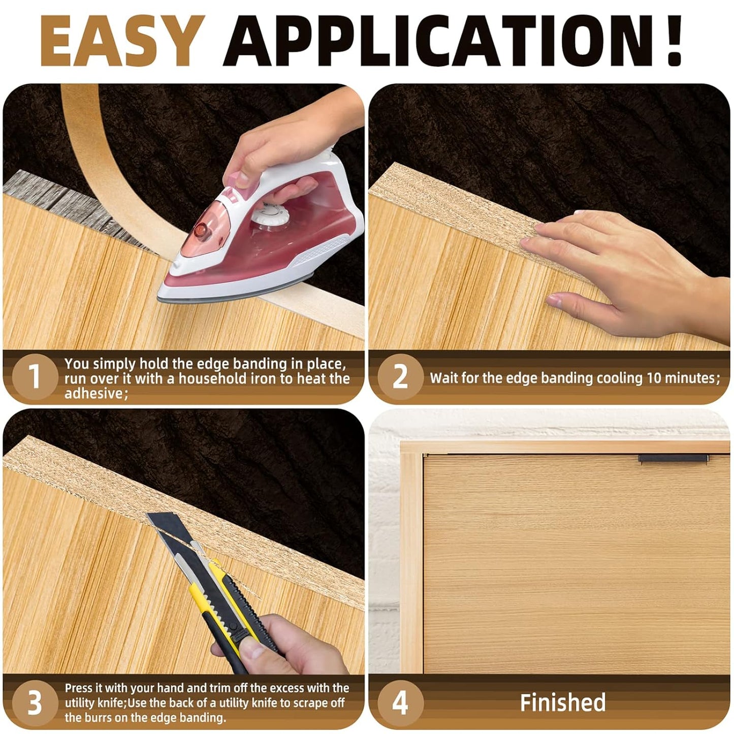 GSCIT Club Maple Edge Banding, 3/4 inch x 100ft roll of Veneer Edge Banding Preglued Flexible, Wood Tape Banding for Cabinet Repair Furniture