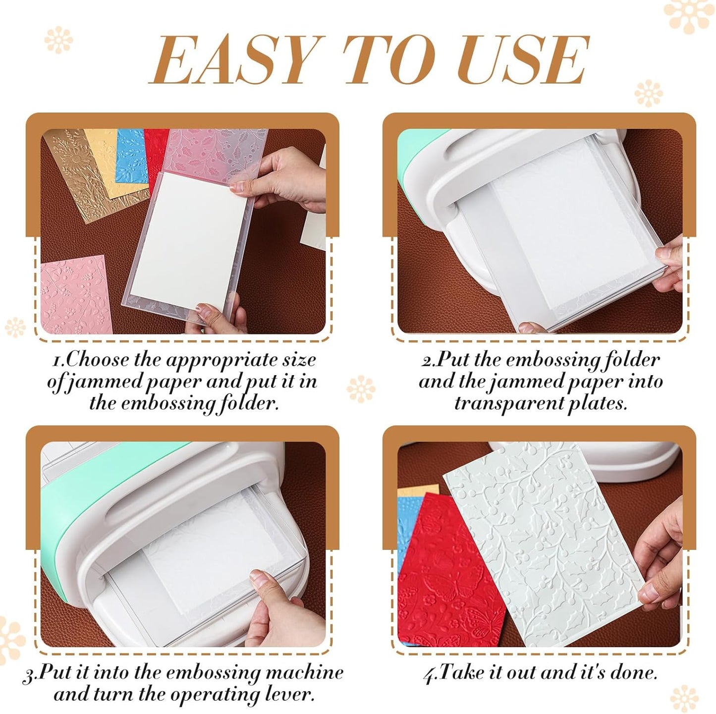 Geiserailie 8 Pieces Embossing Folders Embossing Machine Template Paper Card Heart Folders for Card Making DIY Flower Scrapbook Photo Album Craft Decoration 5.9 x 4.1 Inch(8 Pcs,Elegant Style)