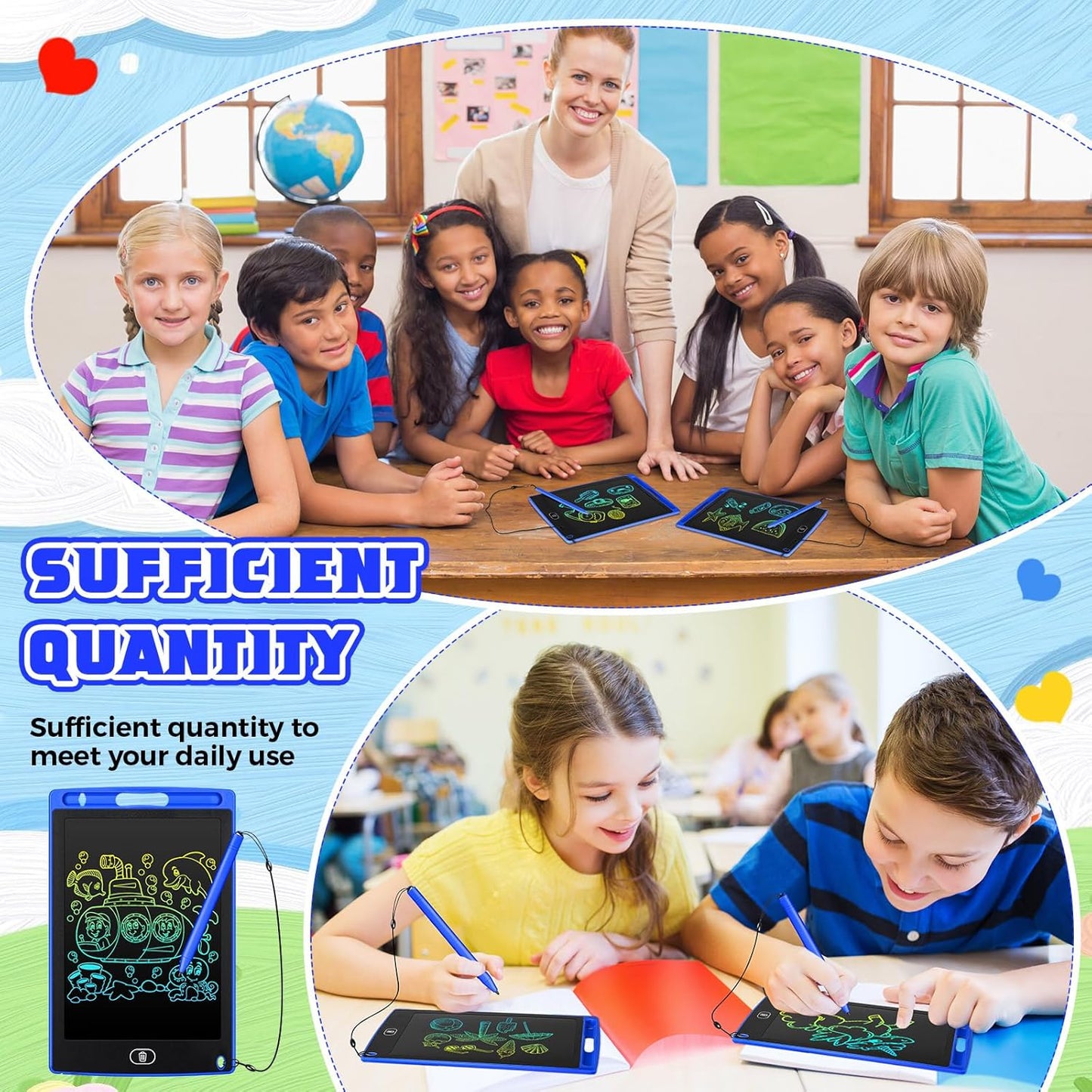 Zonon 4 Pcs LCD Writing Tablet 8.5 Inch Doodle Board Tablet Drawing Gifts LCD Writing Board Electronic Erasable Reusable Colorful Screen Pad(Blue)