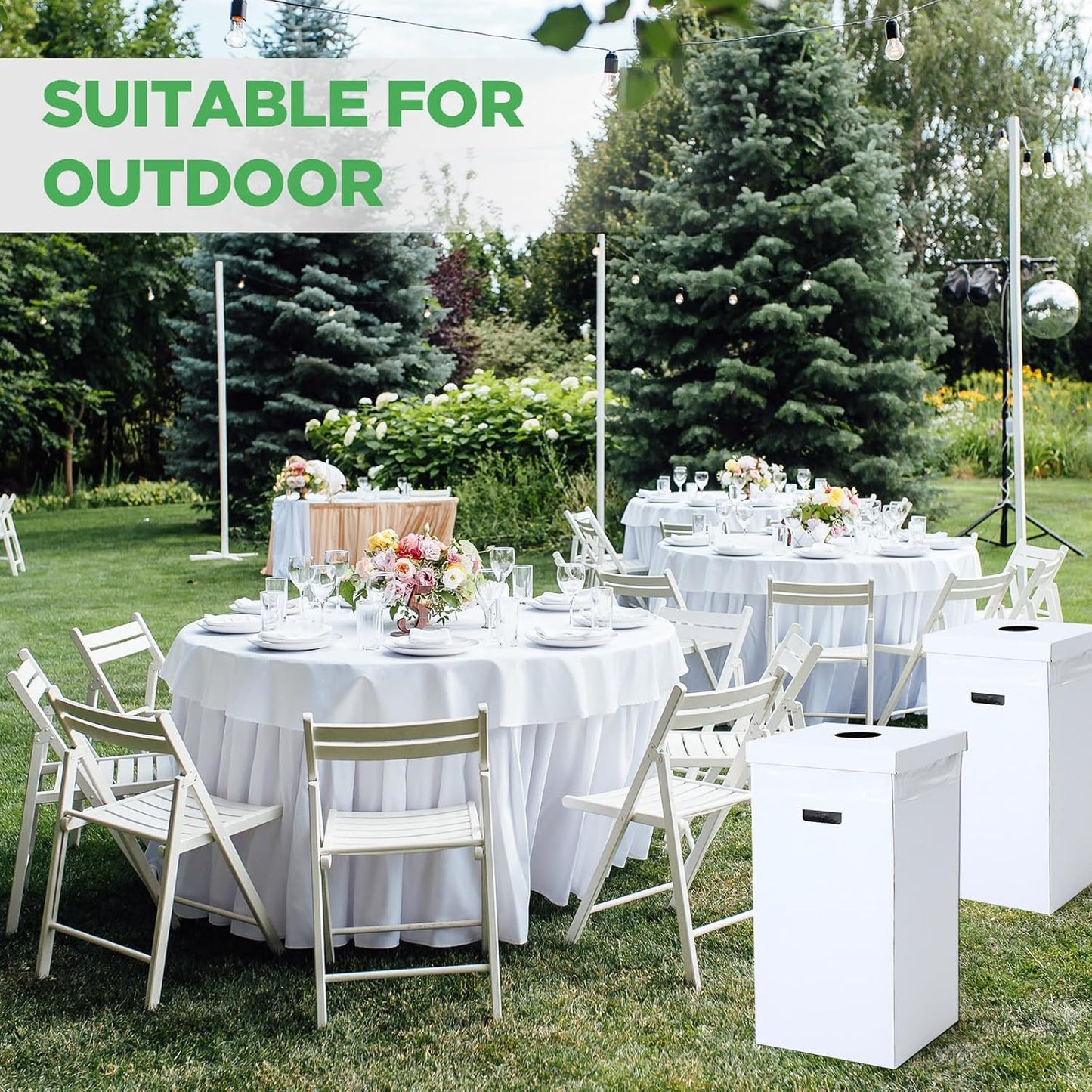 3 Pcs Cardboard Trash Cans with Lid Disposable and Reusable Corrugated Cardboard Trash Cans Recycling Bins Bulk with Garbage Bags White Rubbish Boxes for Parties Events (20 Gallon)