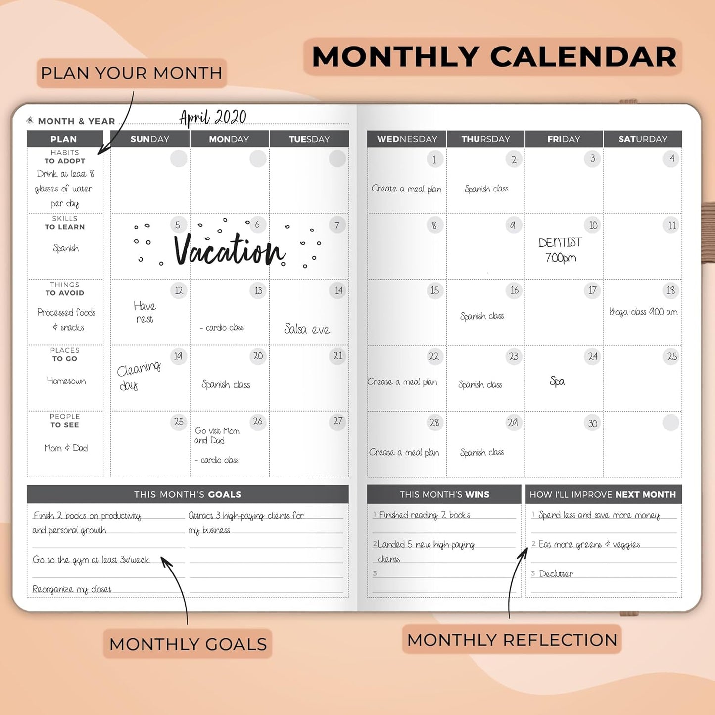 Clever Fox Planner – Undated Weekly & Monthly Planner for Productivity, Time Management & Goals – Organizer Journal – A5 (Pearl)