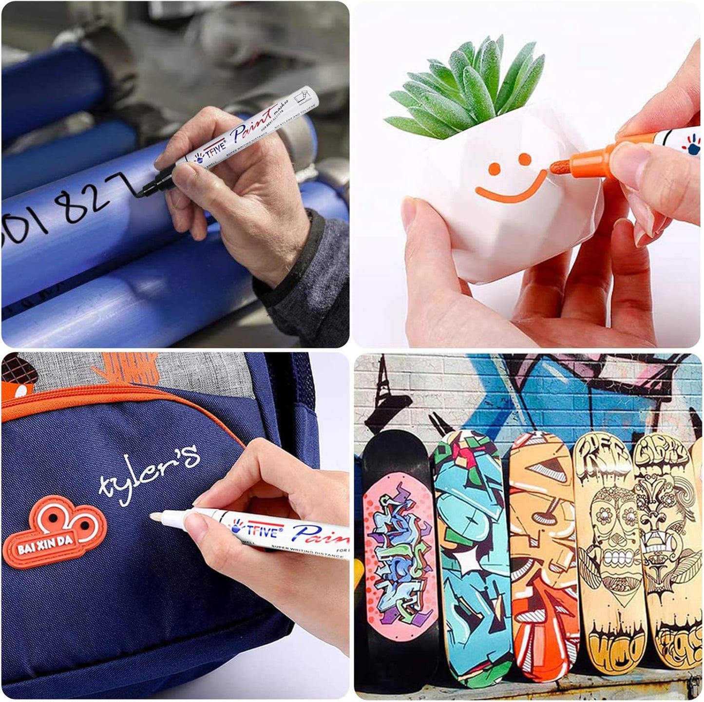 TFIVE Green Paint Pens Markers - 12 Pack Oil Based Permanent Marker, Medium Tip, Never Fade, Quick Dry, Waterproof Paint Pen for Rocks Painting, Wood, Fabric, Plastic, Canvas, Glass, Metal