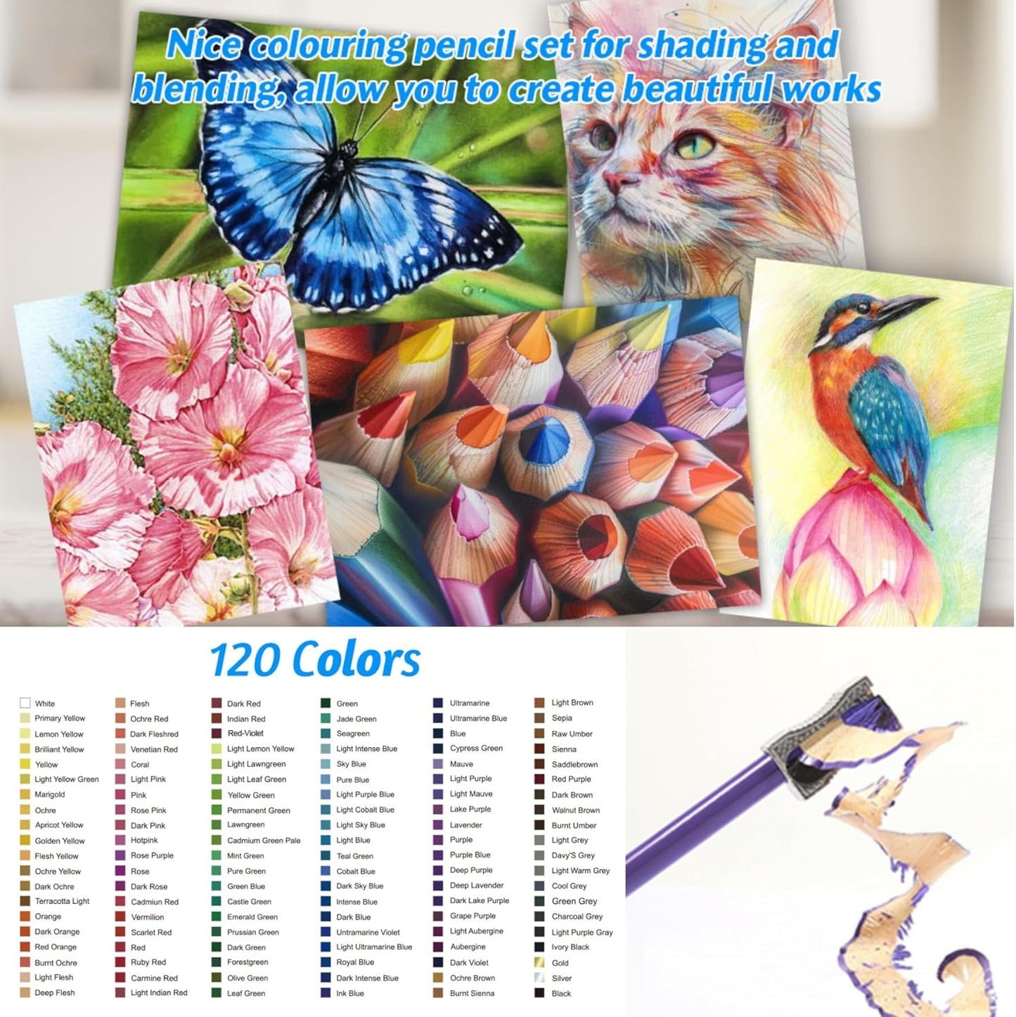 H & B 120 Colored Pencils Kit with Coloring Book, Eraser and Sharpener, Oil Based Soft Core Coloring Pencils Kit with Zipper for Drawing, Gift for Artists, Adults, Teens