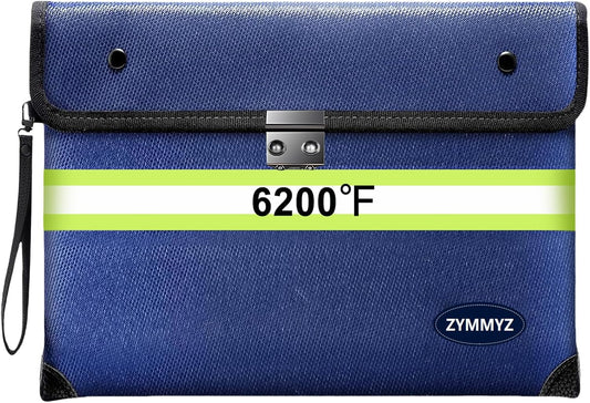 6200°F Fireproof Money Bag with Lock,9 Layers of Heat Insulated Materials,Upgraded Fireproof Zipper/Reflective Strip,Water Resistant Fire proof for Cash,A5 documents