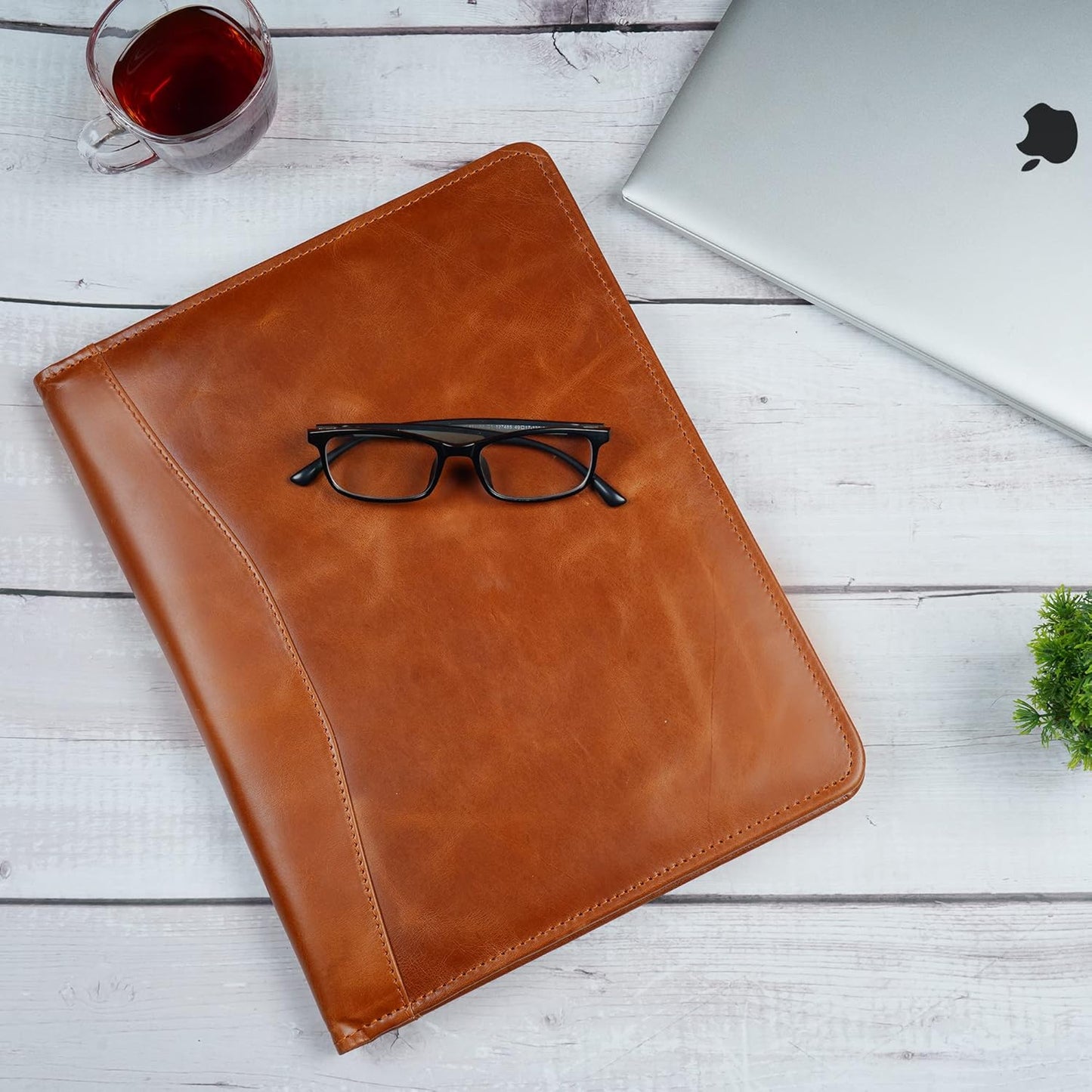 Heavy Duty Buffalo Leather Legal Pad Portfolio | Handmade Executive Notebook Binder Portfolio | Professional Padfolio Organizer | Business Gift for Men and Women : Brown