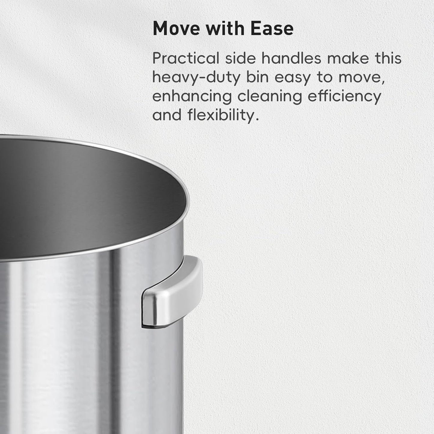 EKO 32-Gallon Round Stainless Steel Open Top Trash Can, Large Commercial Waste Bin with Detachable Lid and Carrying Handle, Brushed Metal Garbage Bin for Home, Office, Restaurant, Restroom