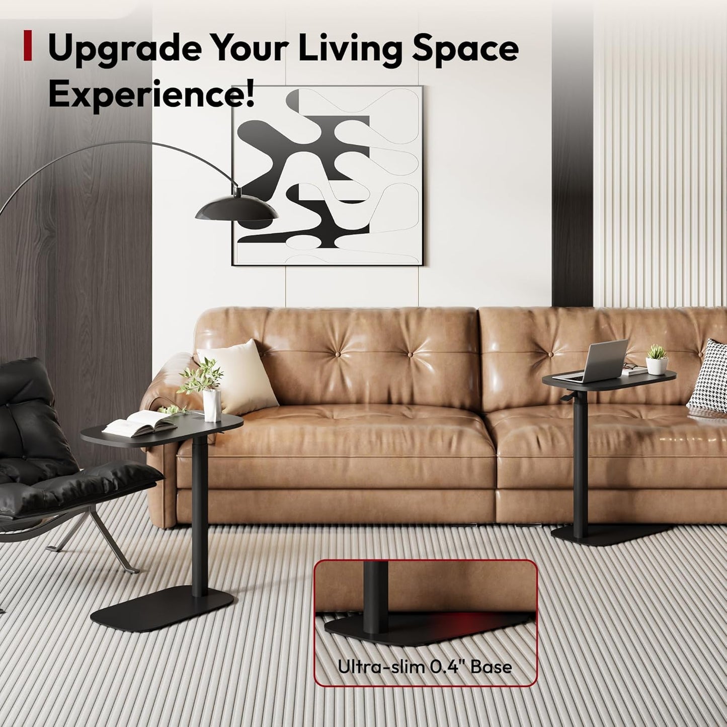 SANODESK Small Standing Desk Pneumatic Height Adjustable Small Sit Stand Desk Laptop Desk Overbed Table Computer Cart for Home Office Computer Workstations(23.6" W x 13.8" D,Black)