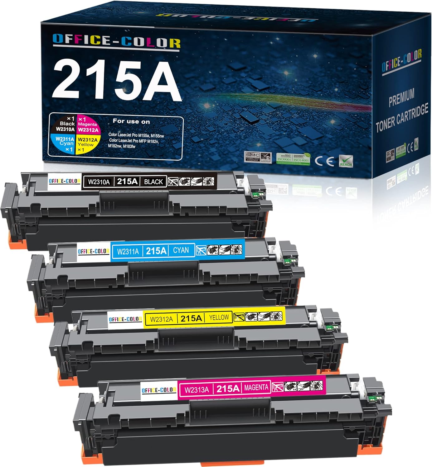 215A Toner Cartridges Works with HP Color Laser Pro M182nw M183fw M182 M183 M155 Series Printer Ink (Black Cyan Yellow Magenta - 4Pack)
