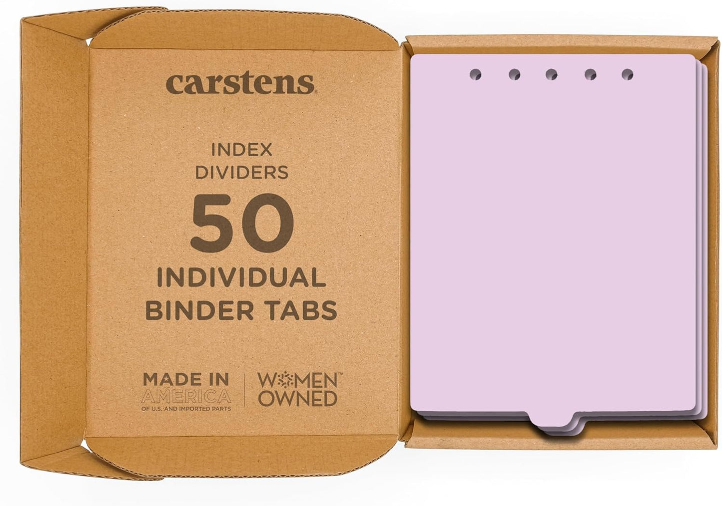 Carstens - Heavy Duty Plastic Ring Binder Dividers, Bottom Tab, 1/9 Cut, Tab 5 Position, US Letter, Lavender, Case of 50, (2619-14CS) - Ideal Medical Chart Dividers or Index Tabs for 3 Ring Binders