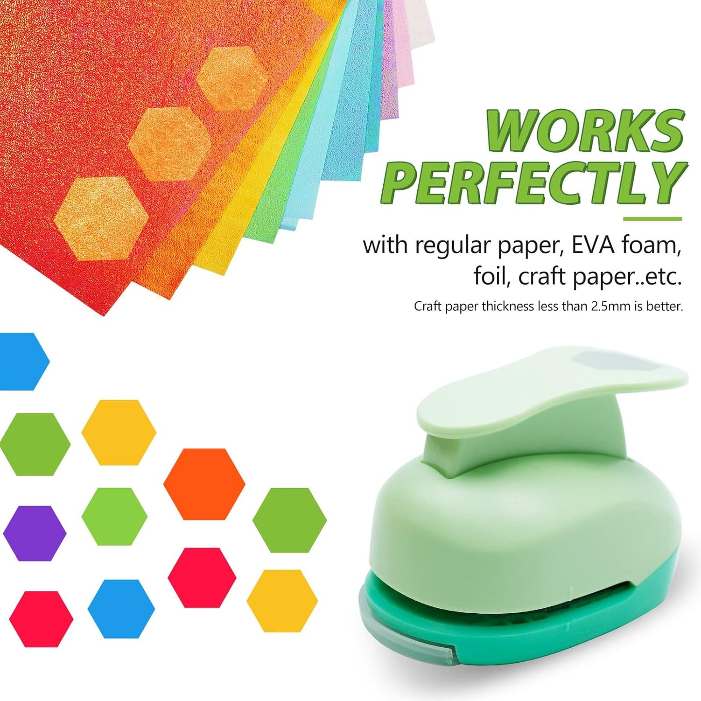 UCEC Hexagon Paper Punch, 2 Inch Hexagon Punch for Paper Crafts, Large Hole Punch Paper Punch Shapes for Crafting Scrapbooking Cards Arts Quilting DIY Fun Projects