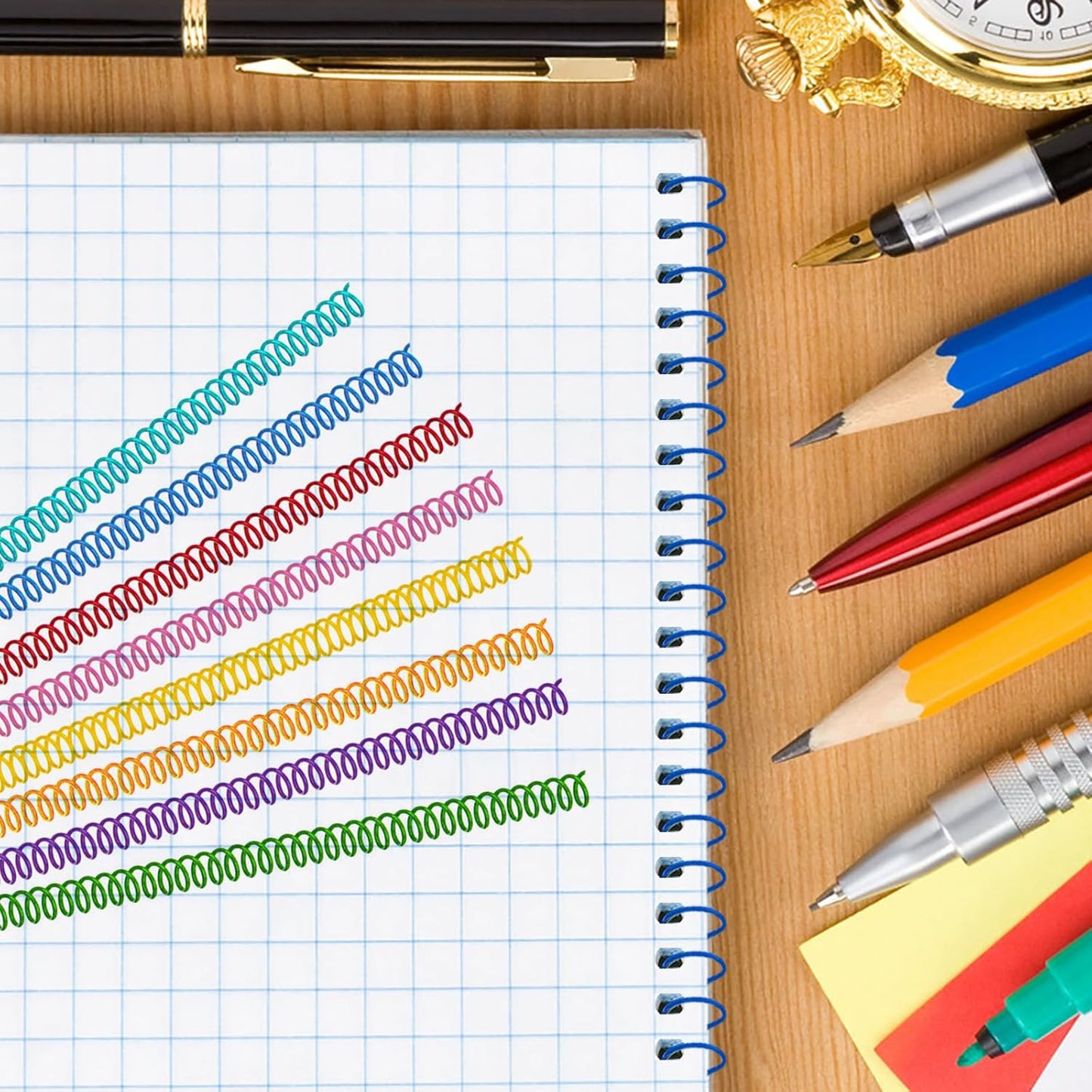 120 Pack Plastic Spiral Binding Coils Binder Binding Spirals Rings Multi Size Spiral Binding Wire Combs Spines Coils, 4:1 Pitch (1/4 Inch,Multicolor)