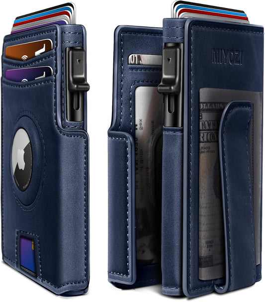 Airtag Wallet for Men,with Money Clip 10 Cards Metal Case Smart Slim Pop Up Credit Card Holder Flip with Magnetic Closure RFID Blocking wallet with Gift Box