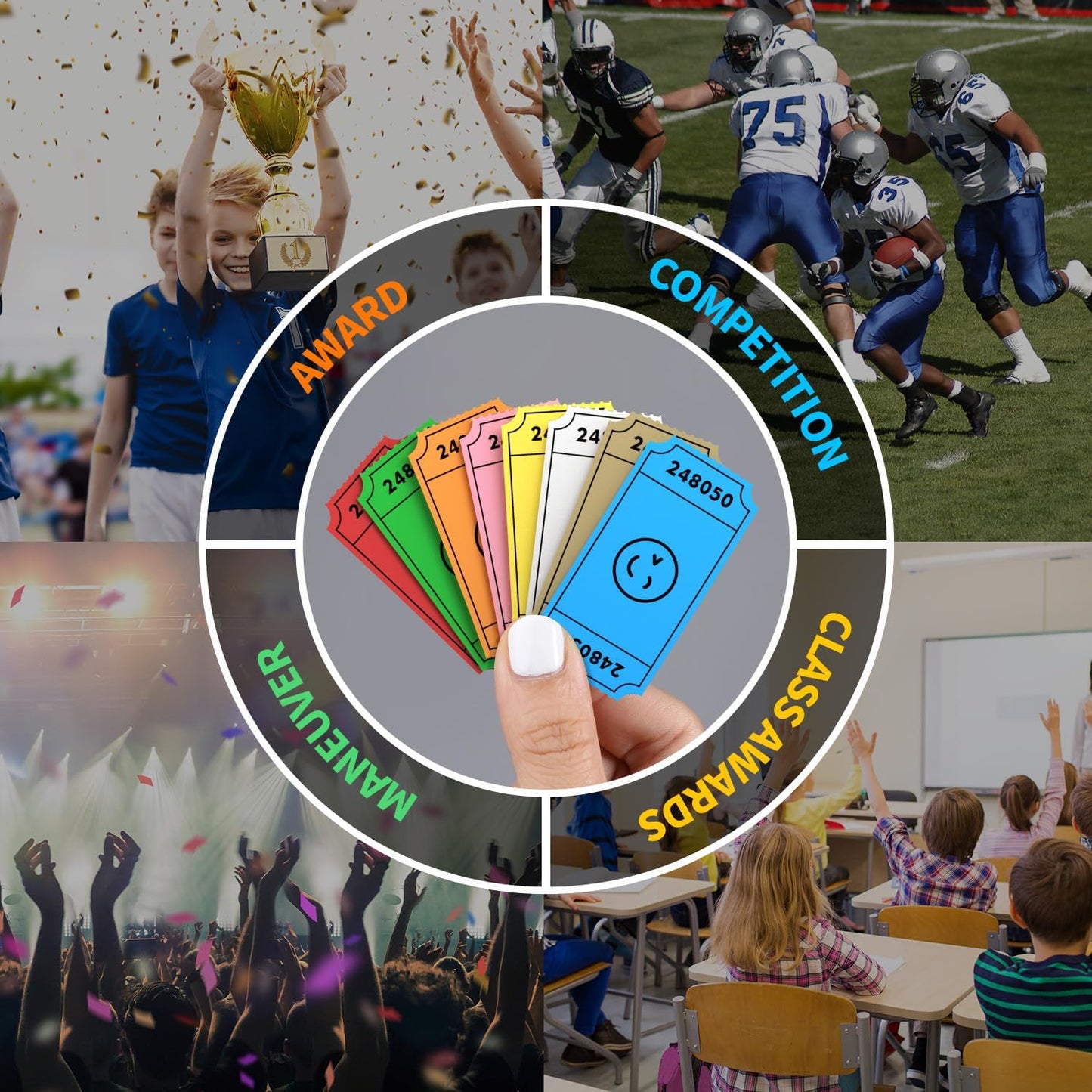 Methdic 1000 Smile Raffle Tickets Pink, Single Roll, Ticket for Events, Entry, Class Reward, Fundraiser & Prizes