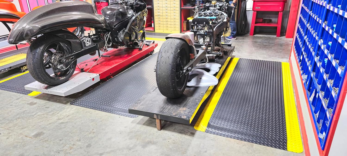 Rhino Mats, American Classic Diamond Anti-Fatigue Mats, Industrial Ergonomic Comfort Standing Mat for Work, Home, Garage, Office, Kitchen or Anywhere (Black/Yellow 9/16" Thick, 4 FT. x 20 FT.)