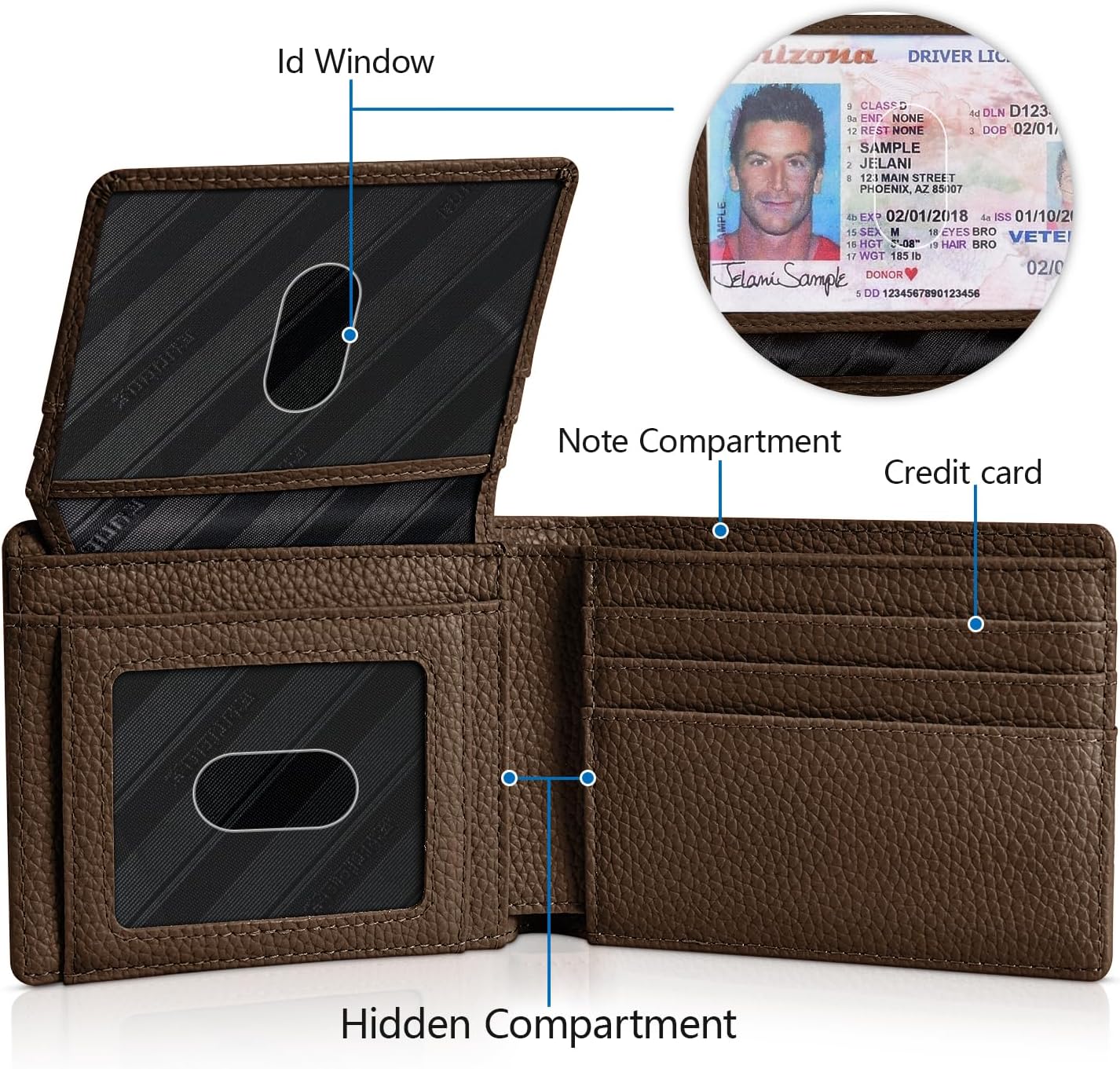 RUNBOX Wallet for Men Slim Rfid Leather 2 ID Window With Gift Box