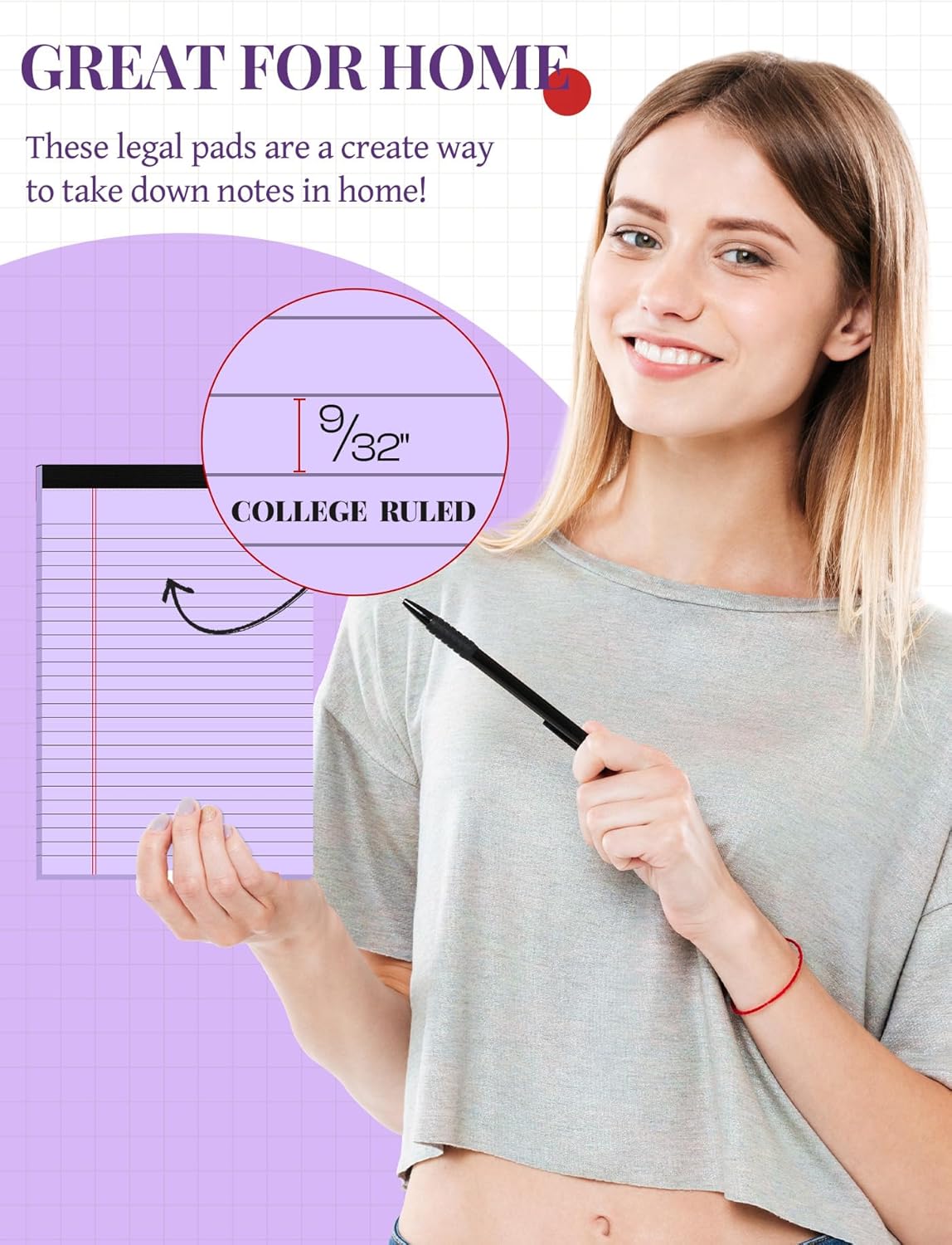 7pcs Small Legal Pads 5x8 Note Pads Purple Notepad College Ruled Notepad 5x8 Small Note Pad 5 x 8 Study Back 7 Pack Perforated 5x8 Legal Pad Narrow Ruled Purple Paper Pads 30 Sheets per Writing Pad