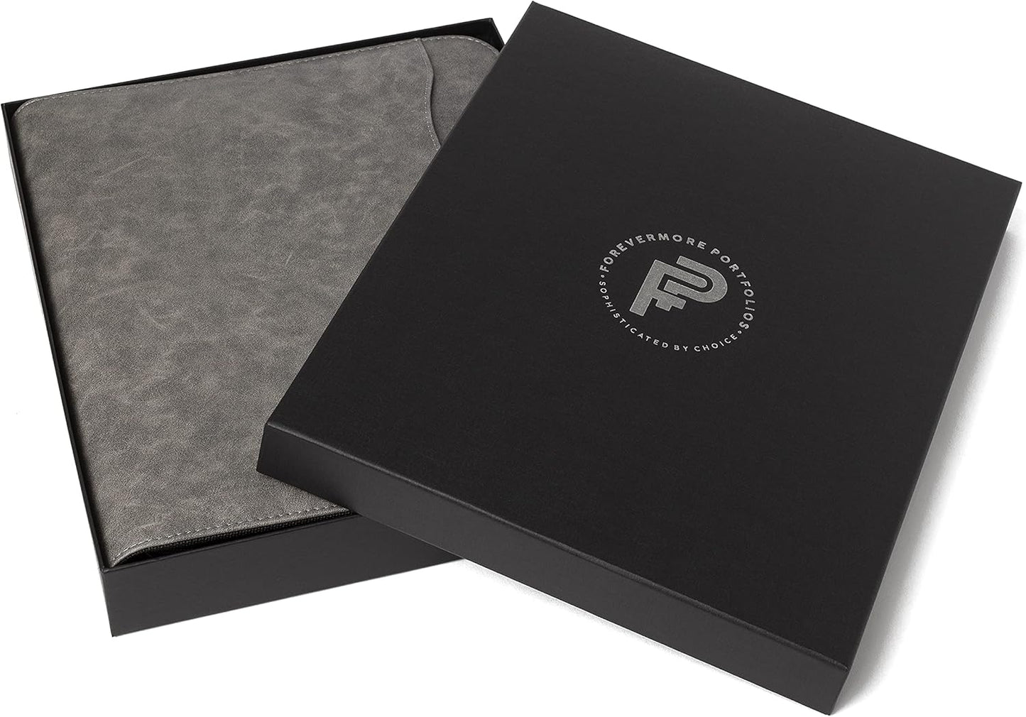 Portfolio Organizer - 1.5" 3 Ring Binder with Notepad - Zippered Storage Pouch for Papers, Travel Documents, Presentation Folder with Pockets for Card, Passport, Tickets - Gray