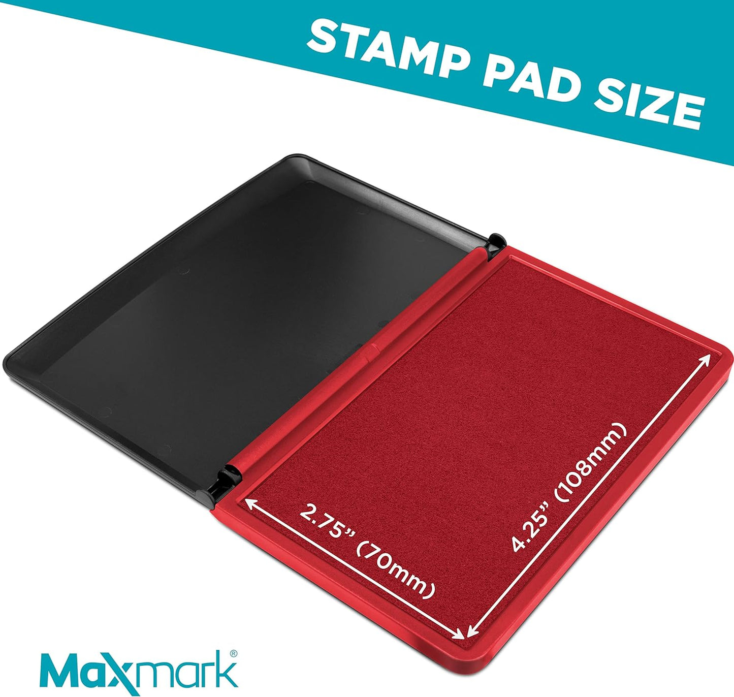 MaxMark Large Red Stamp Pad - 2-3/4" by 4-1/4" - Premium Quality Felt Pad