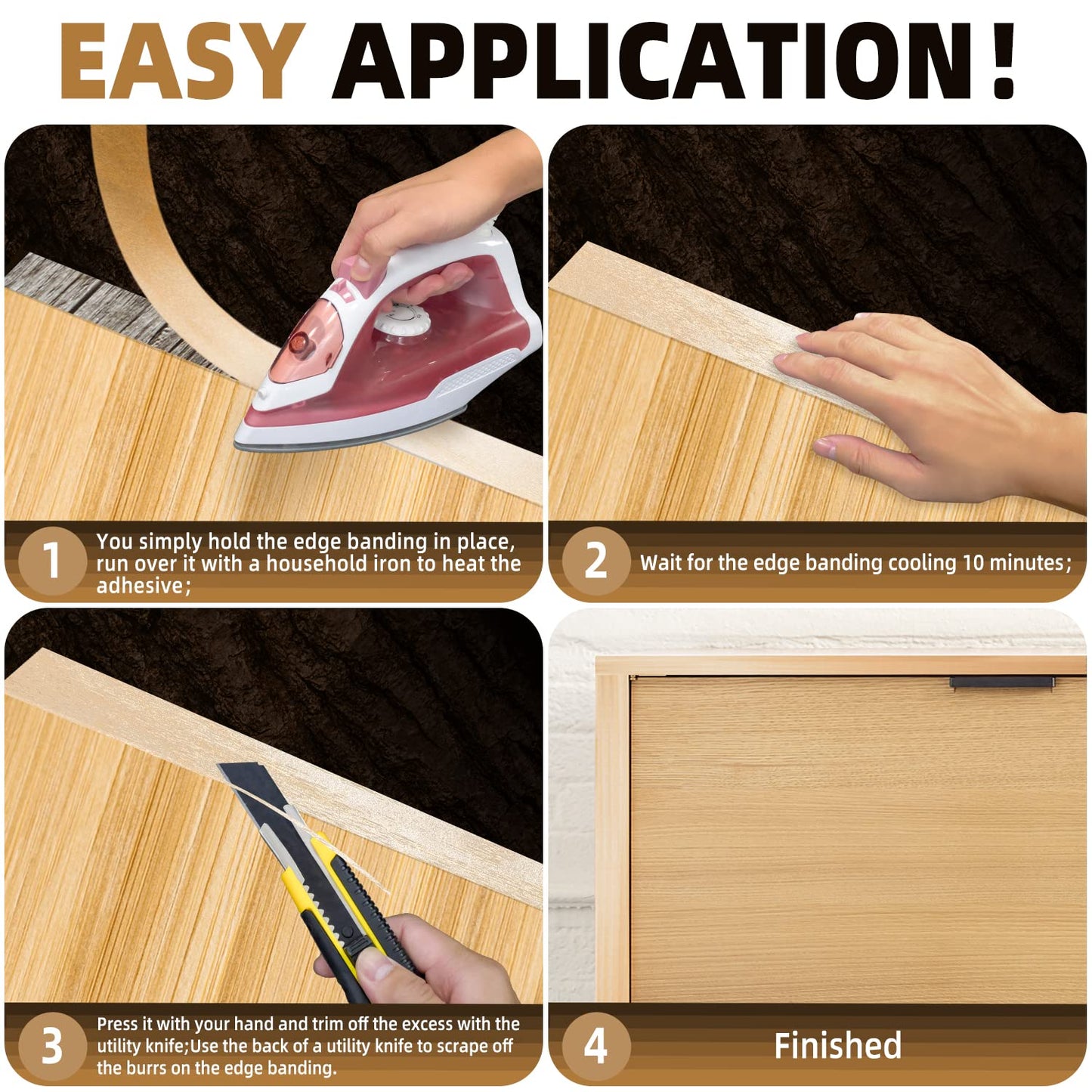 GSCIT Club Birch Edge Banding, 2 inch x 100ft roll of Veneer Edge Banding Preglued Flexible, Real Wood Tape Banding