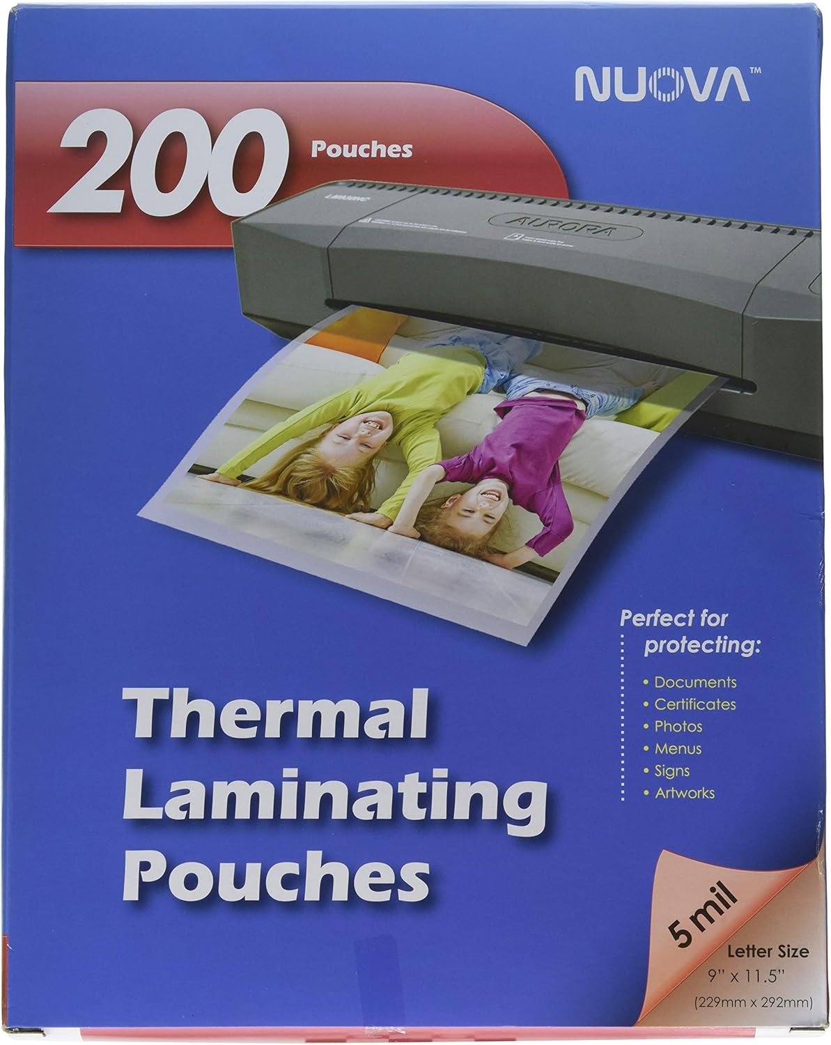Nuova 200-Pack, 5 Mil Thermal Laminating Pouches 9 x 11.5 Inches, Letter Size (LP205H)
