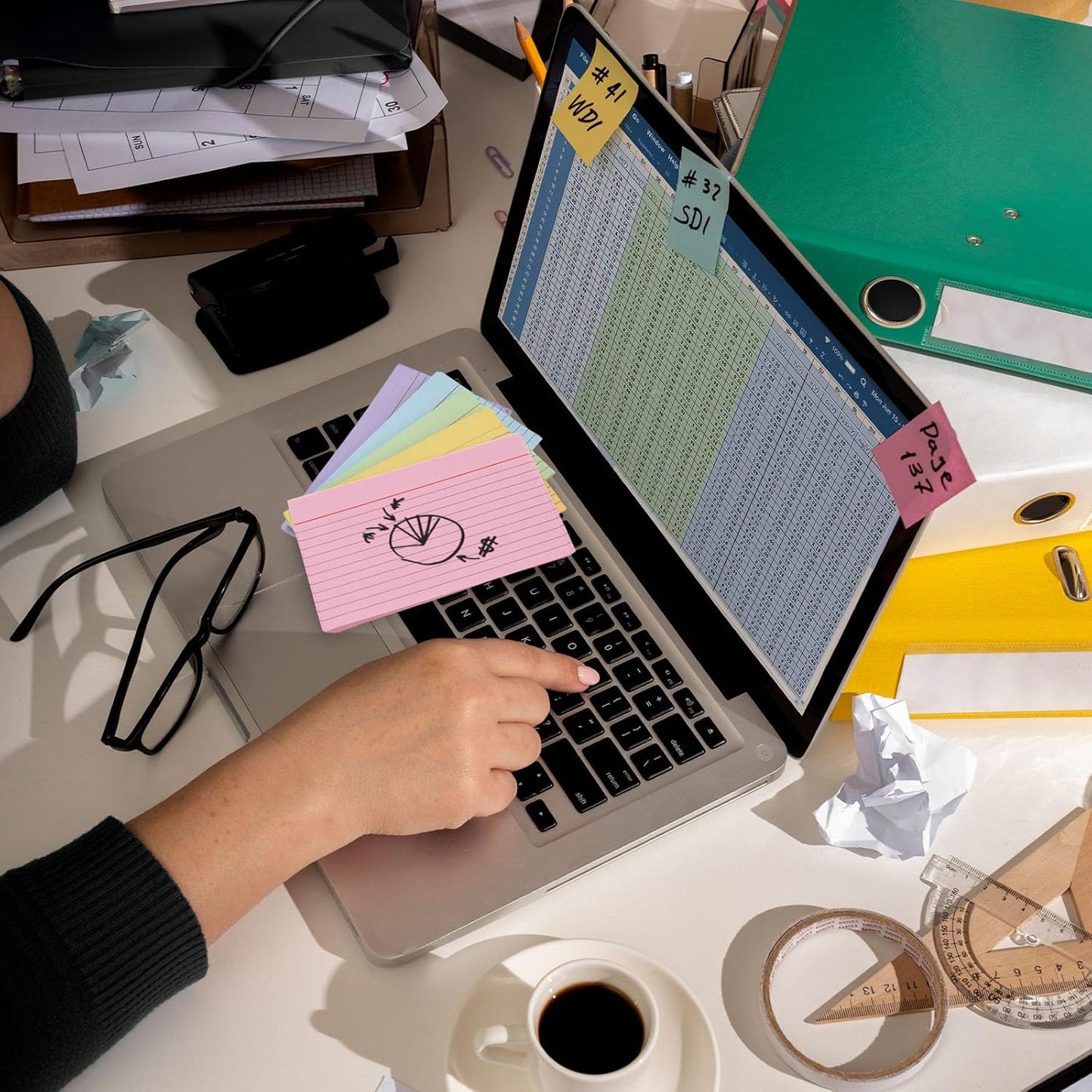 Koogel 200PCS Index Cards 3 x 5, Colored Index Cards Lined Ruled on both Sides for Back to School, Heavy Notecards Flashcards for Studying Office, Home, College, To Do List Supplies