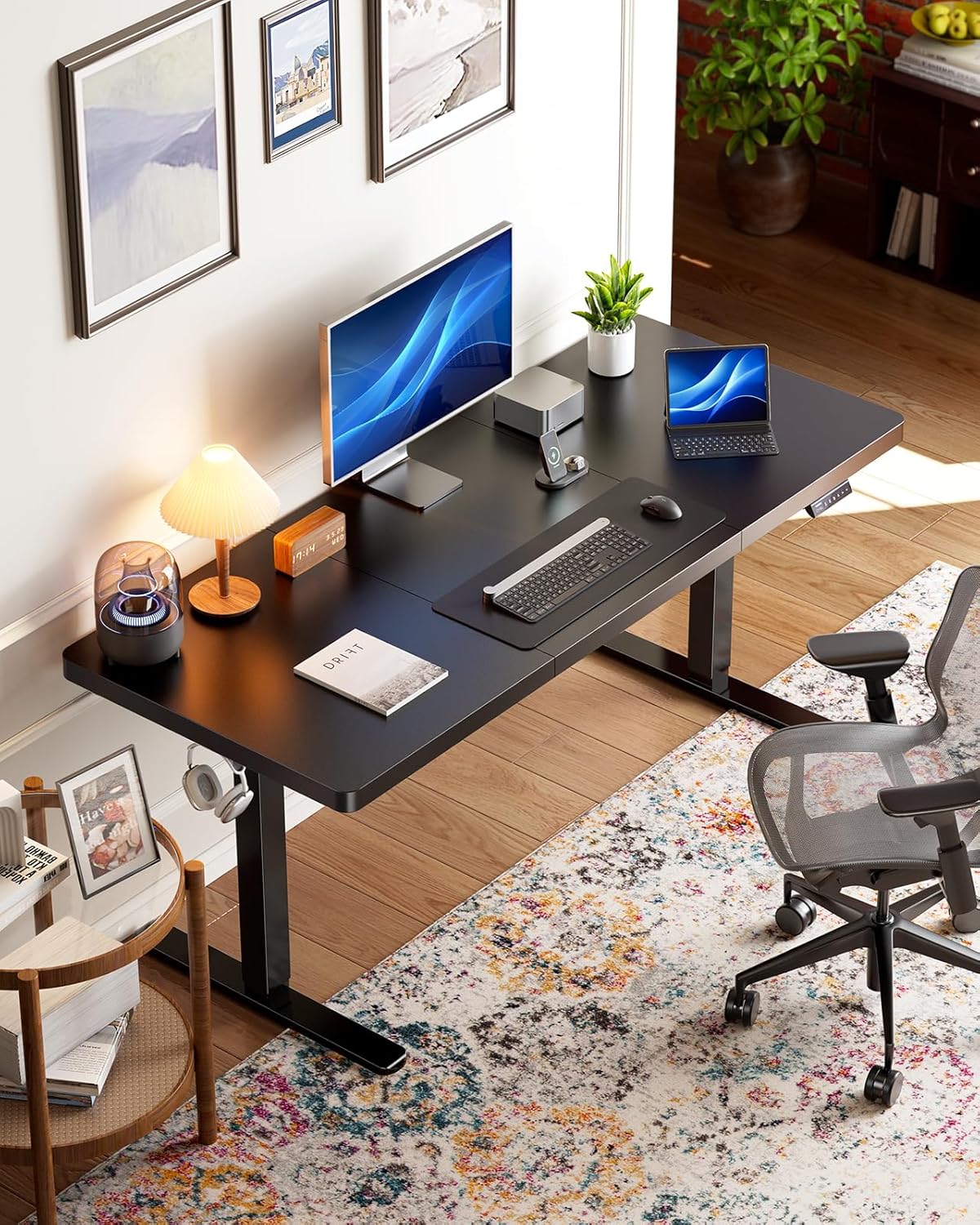 HUANUO Electric Standing Desk, 71 x 35 inch Large Height Adjustable Table, Powerful Brushless Motor, 4 Memory Preset, Sit Stand Up Desk, Home Office Computer Table with Thick T-Shaped Frame