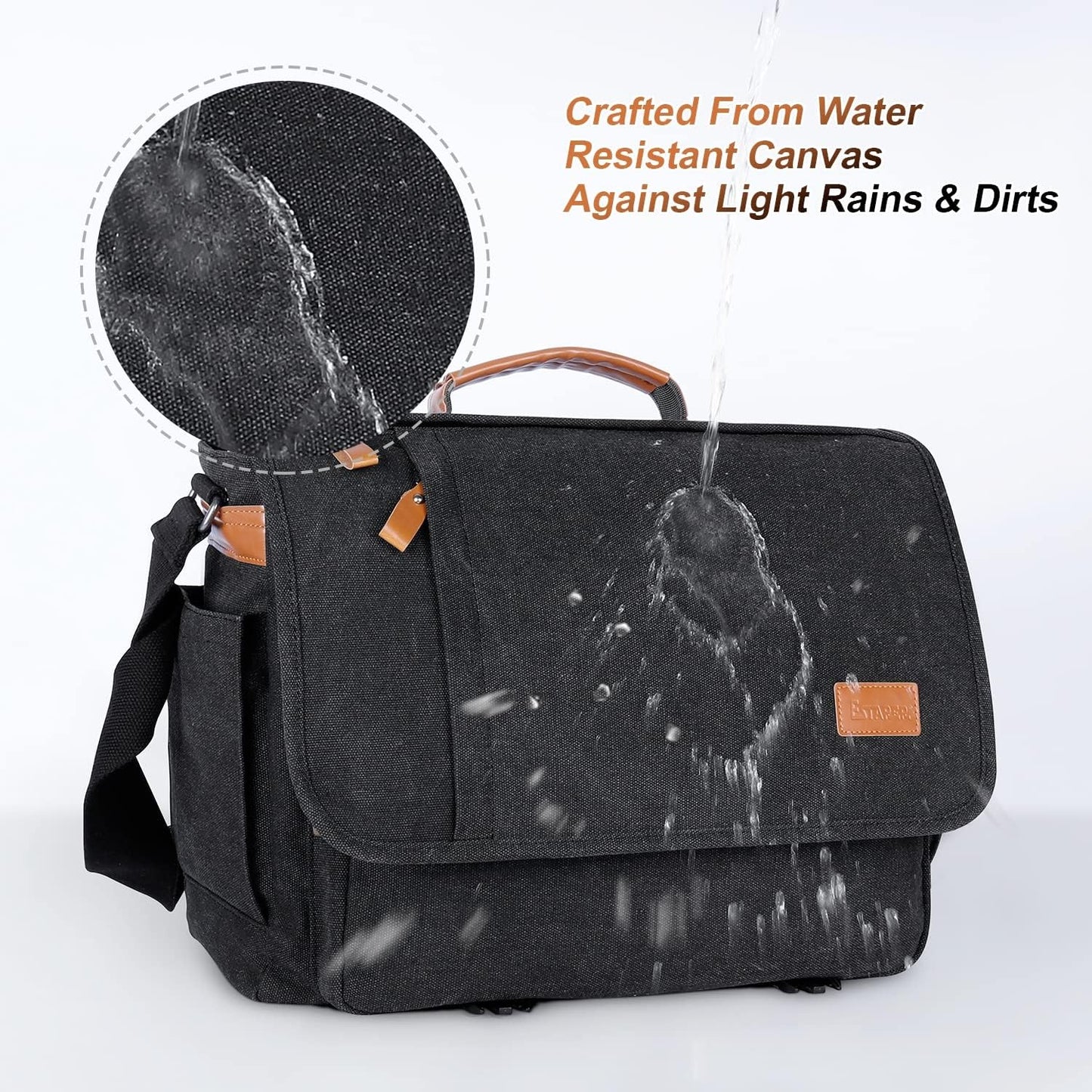 ESTARER Men Messenger Bag 15.6 inch, Water-resistant Canvas Computer Work Bag, Laptop Shoulder Bag Briefcase Satchel, Dark Grey