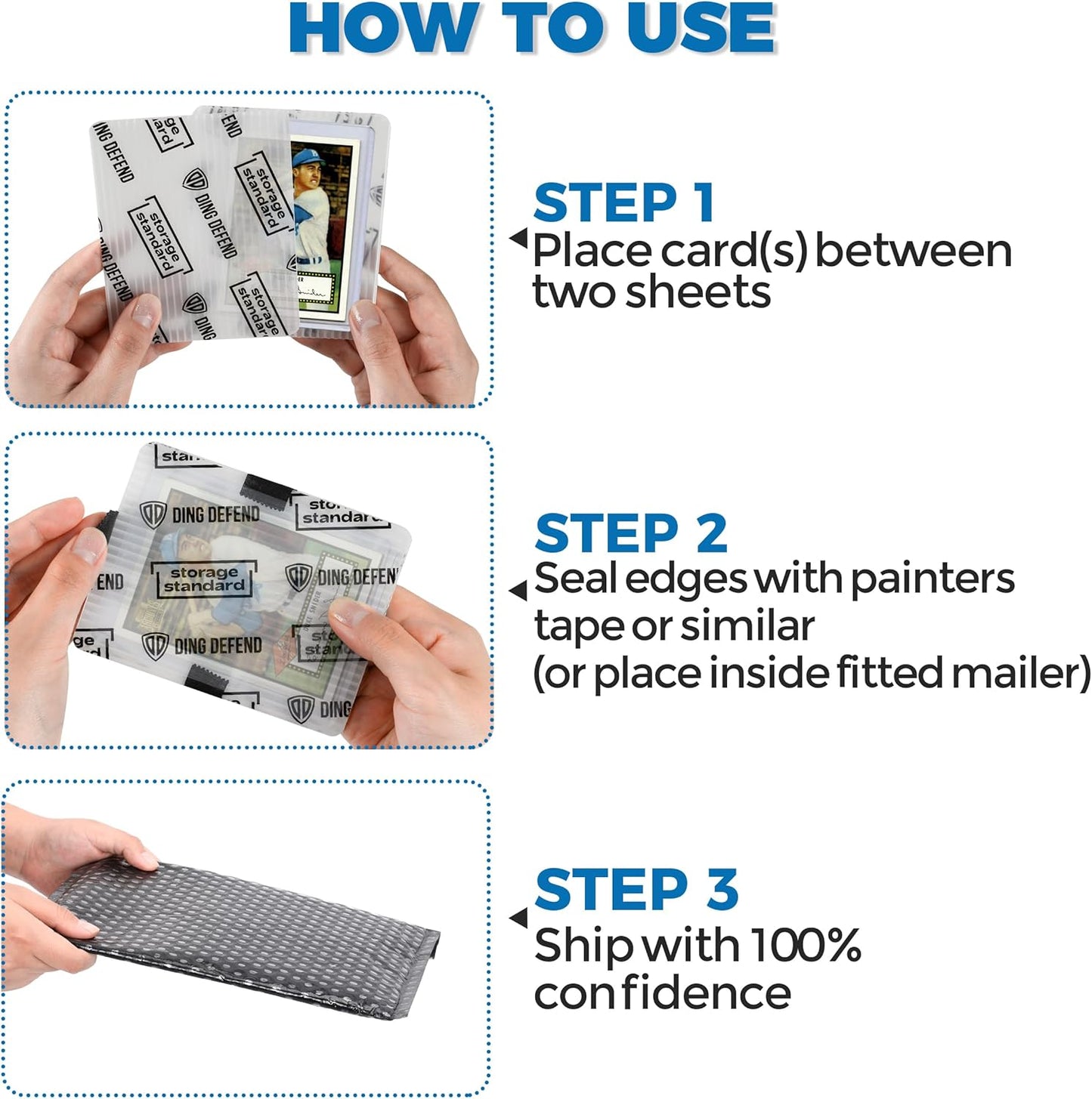 Trading Card Shipping Protectors - Premium Ultra Strong Plastic Inserts - 110 Pack - 3.5'' x 4.5''