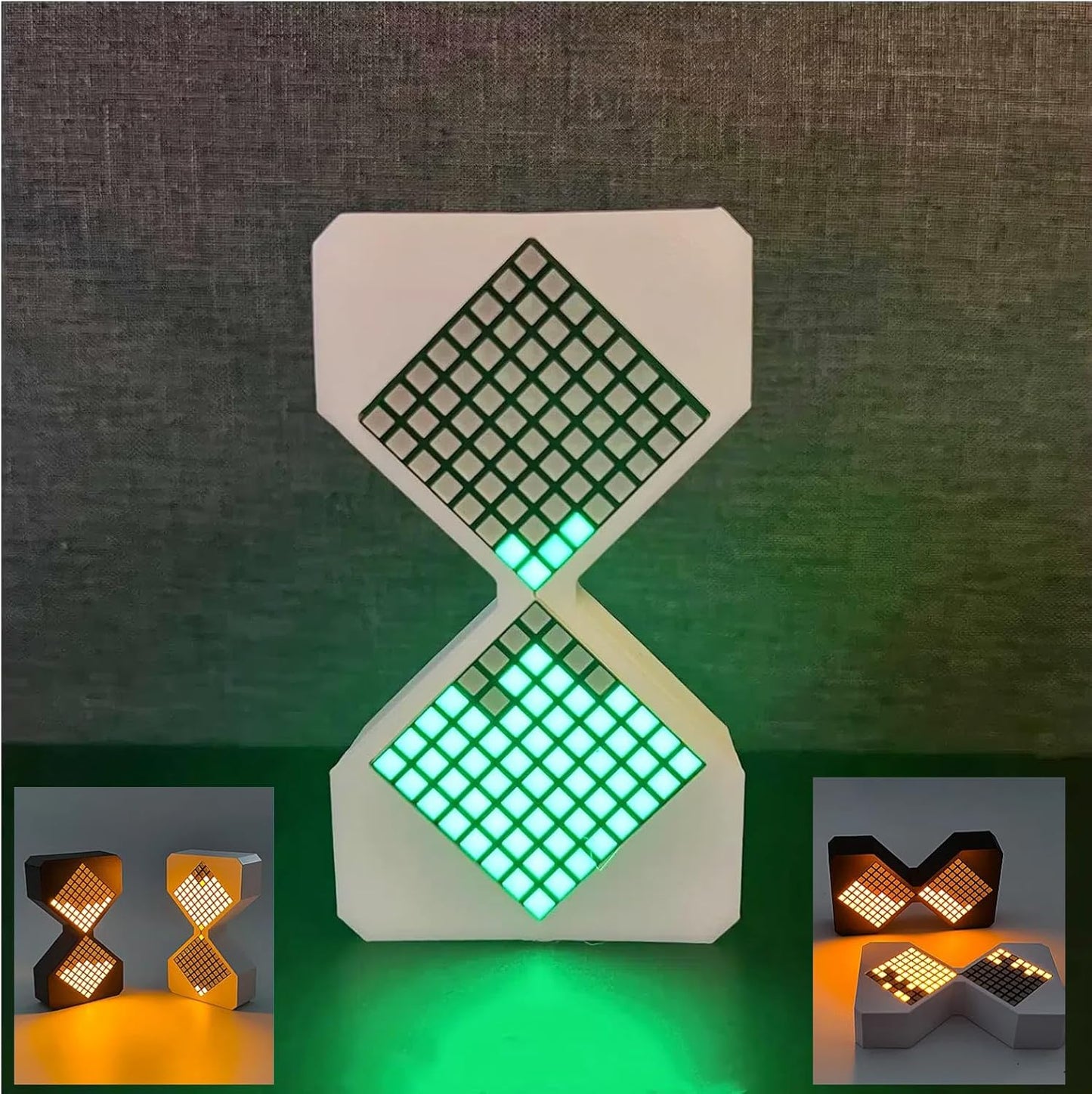 Digital Hourglass 1-30 Minute Freely Adjustable Gravity Timer Dynamic Flow Cube Led Night Light Hourglass Timer for Classroom Home Office Cooking (White, Green Light Source)