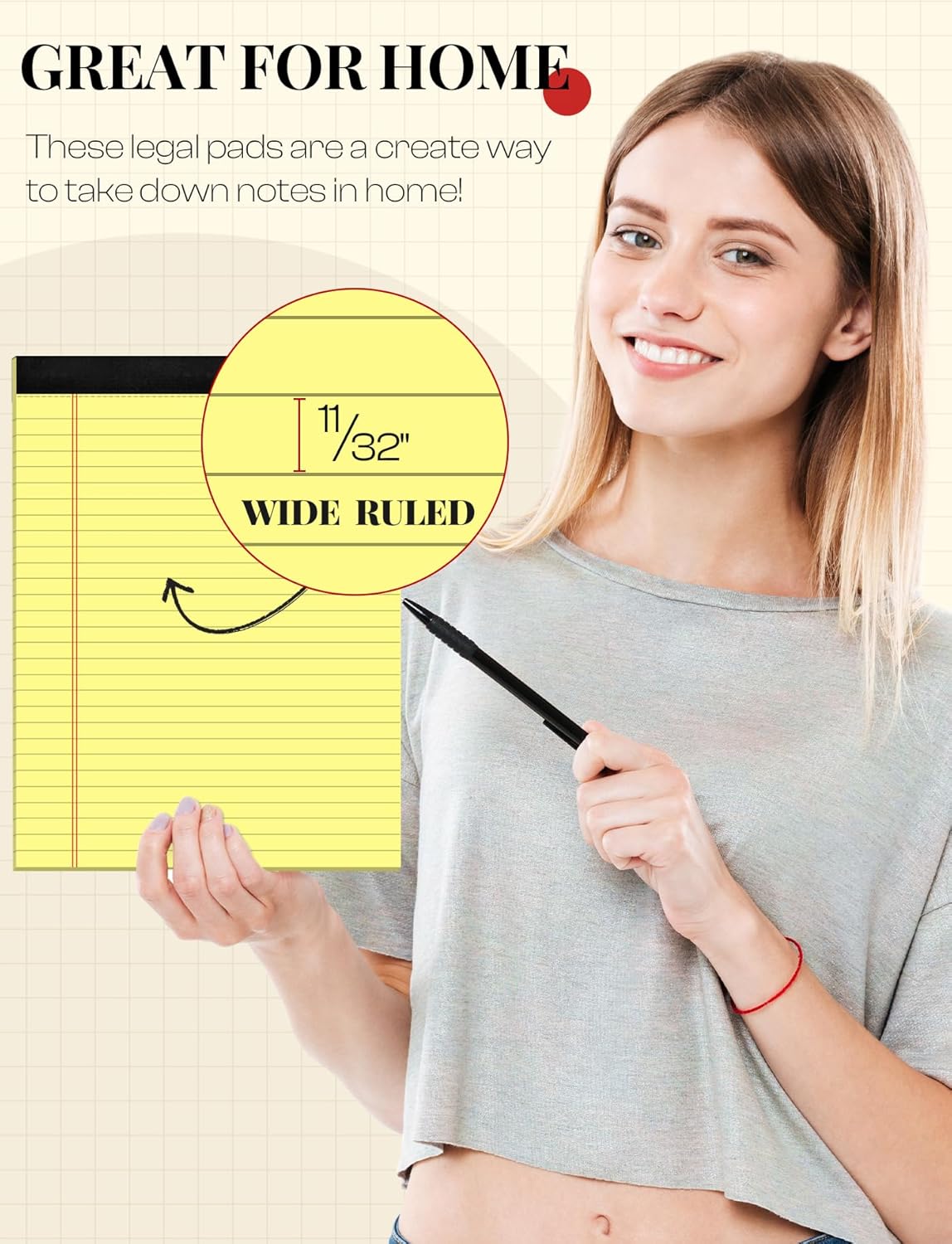Yellow Legal Pads 8.5 x 11 Writing Pads Yellow Note Pads 8.5 x 11 Perforated Wide Ruled Lined Notepads Pads of Paper 3 Pack Yellow Pads 30 Sheets Per Notebook Legal Notepads for Office, Home, School
